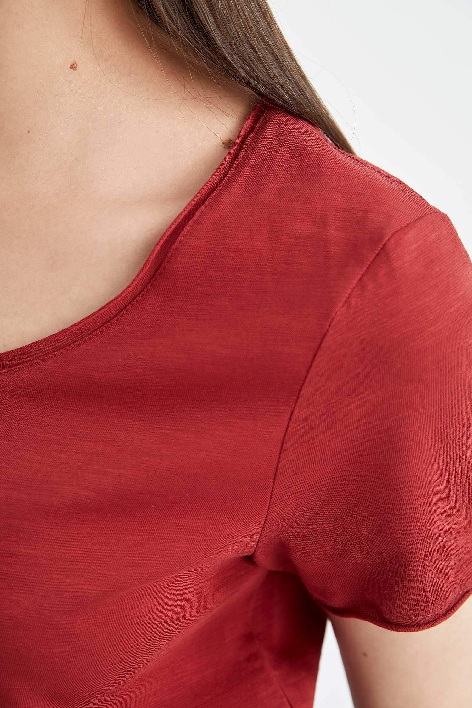 Regular Fit Bisiklet Yaka Basic Düz Kısa Kollu Tişört