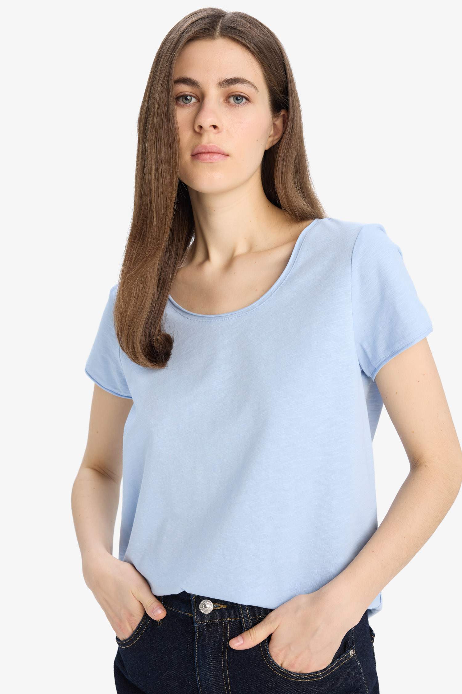 Regular Fit Yuvarlak Yaka Basic Düz Kısa Kollu Tişört