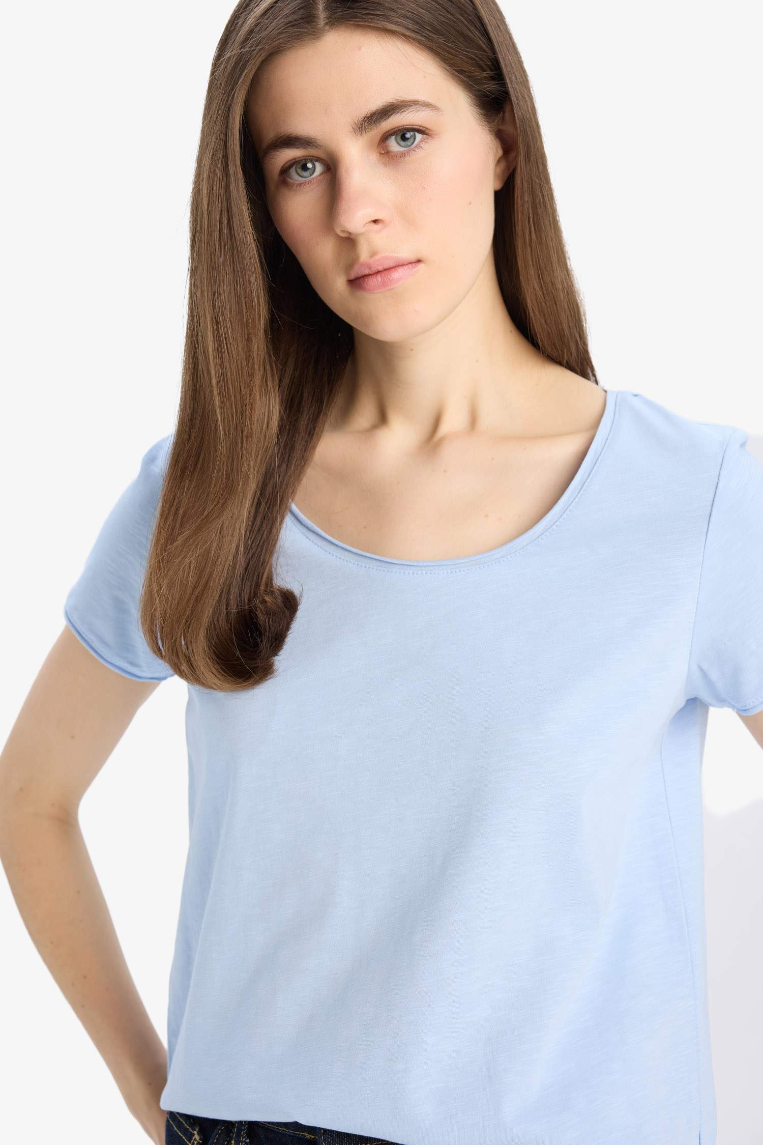 Regular Fit Yuvarlak Yaka Basic Düz Kısa Kollu Tişört