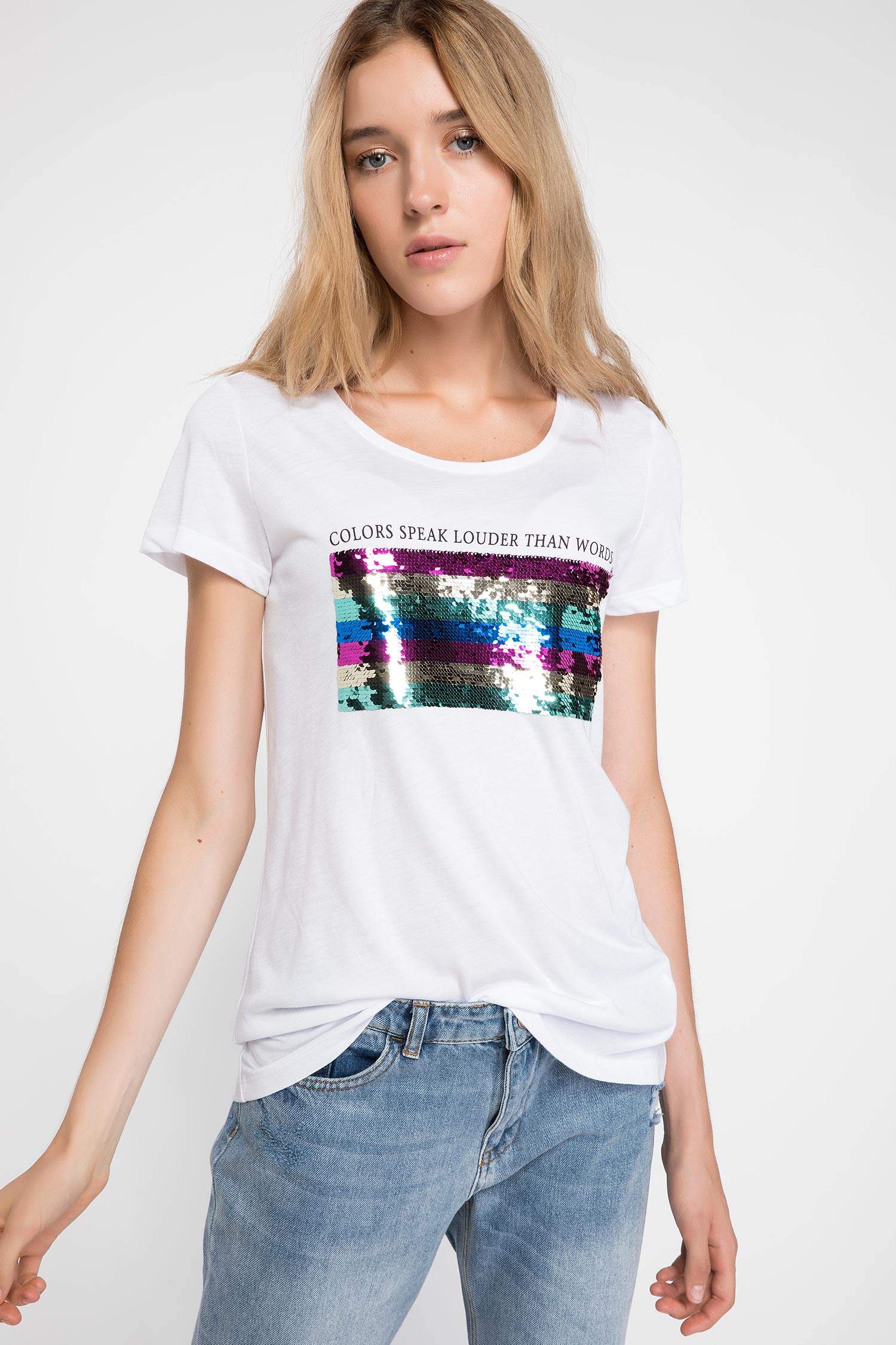 Defacto Payet İşlemeli T-shirt. 1