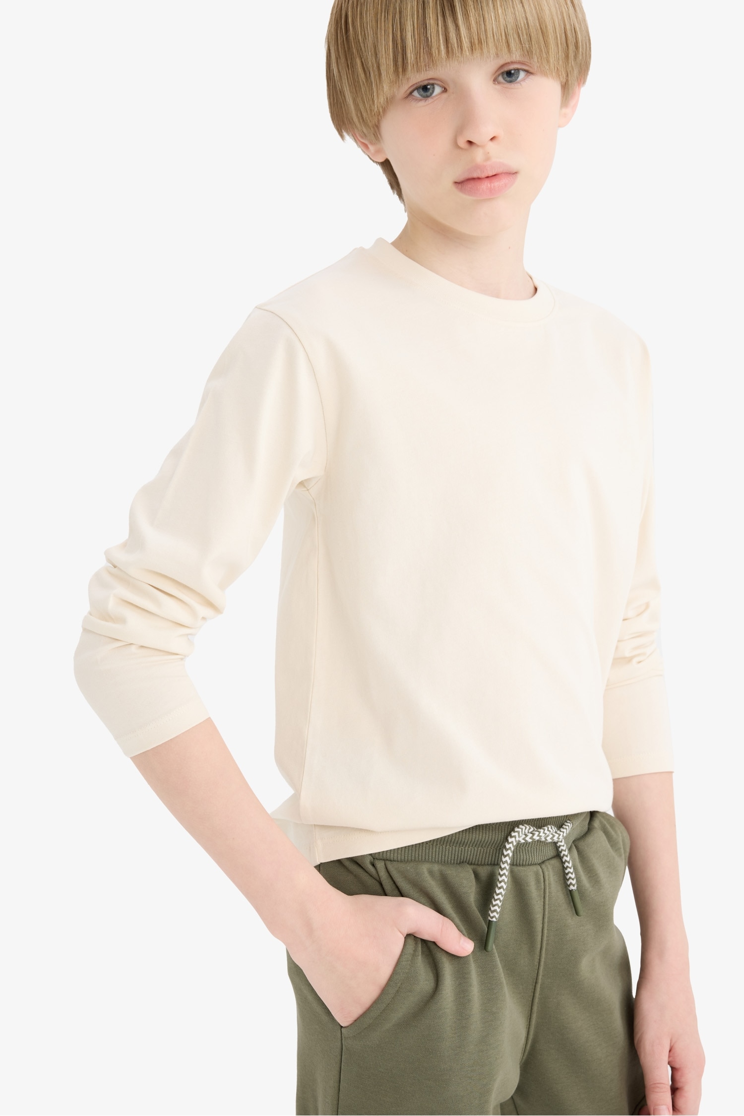 Boy Crew Neck Long Sleeve Basic T-Shirt