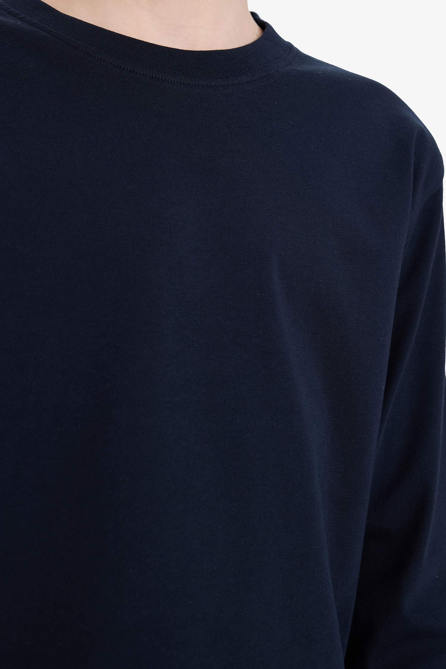 Erkek Çocuk Bisiklet Yaka Basic Düz Uzun Kollu Okul Tişörtü