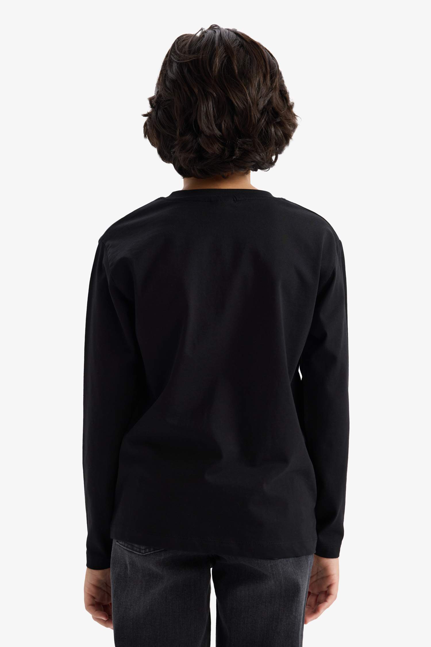 Bisiklet Yaka Basic Düz Uzun Kollu Okul Tişörtü Erkek Çocuk