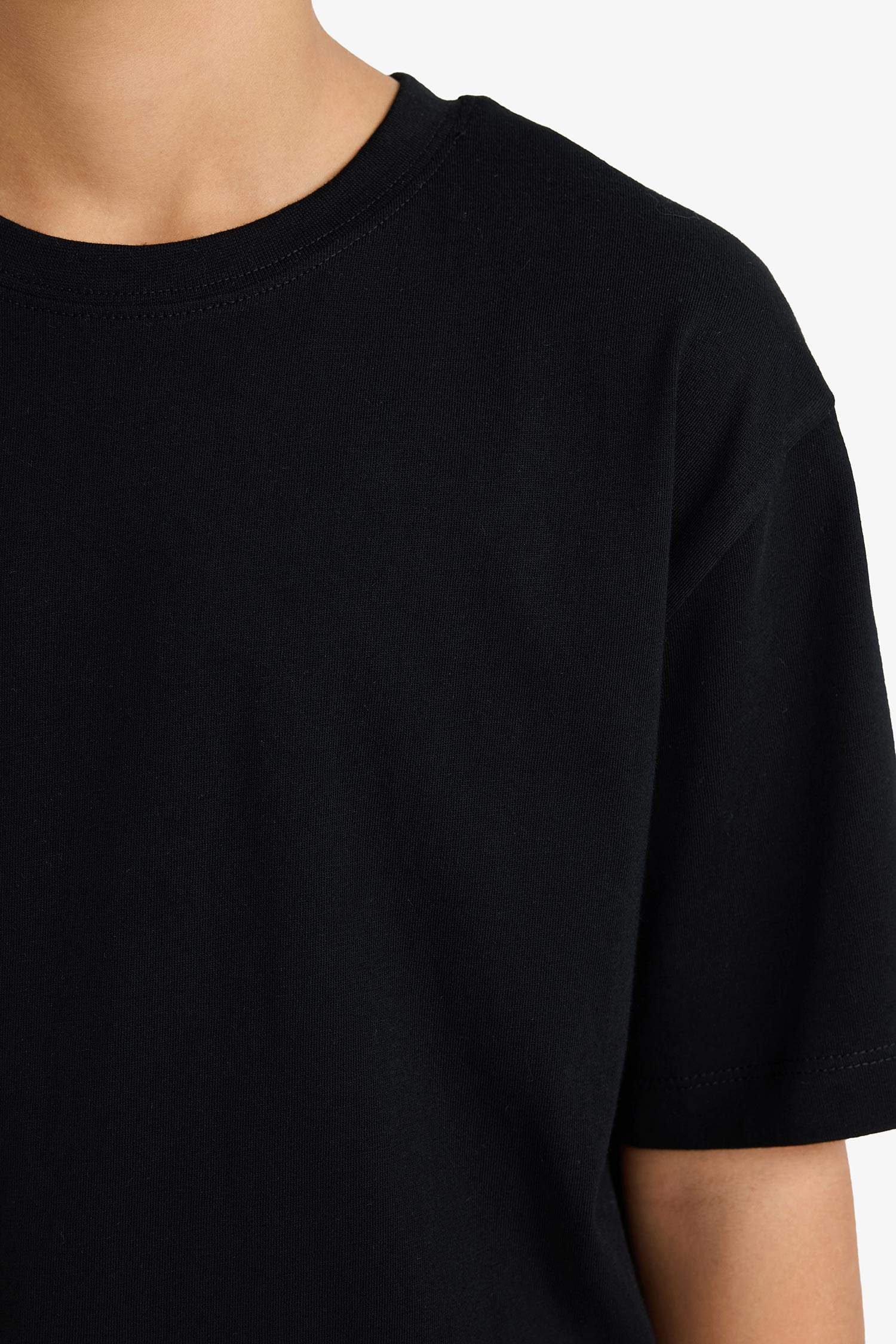 Bisiklet Yaka Basic Düz Kısa Kollu Okul Tişörtü Erkek Çocuk