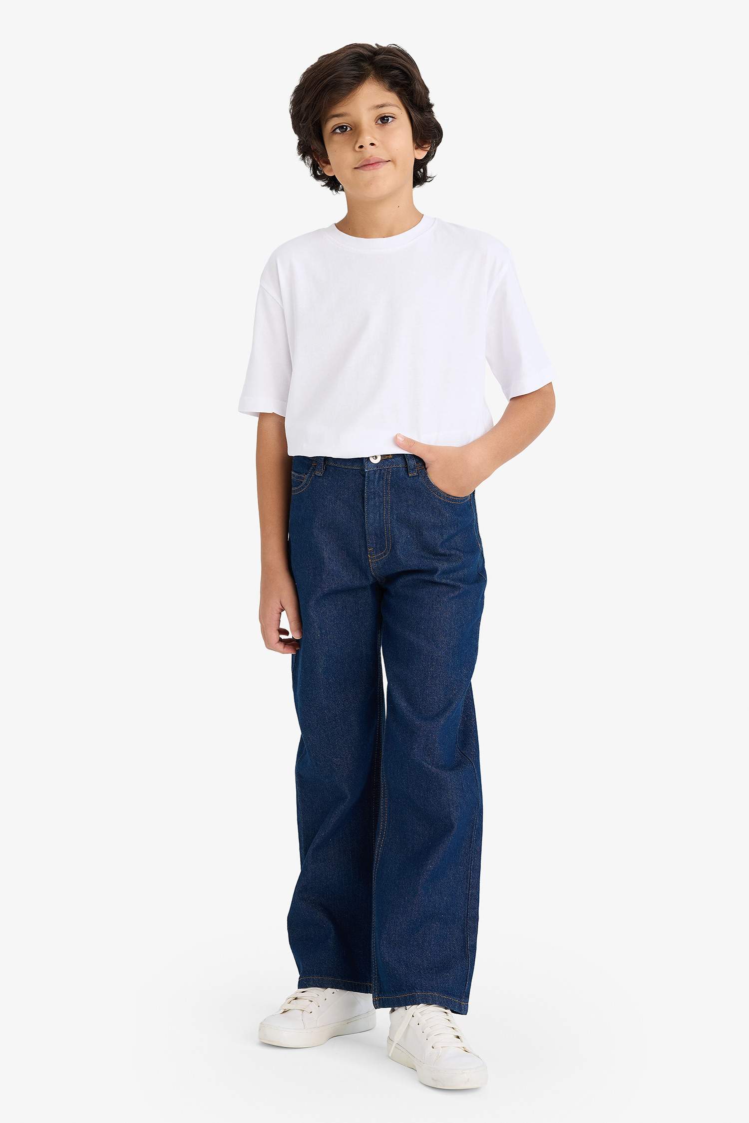 Bisiklet Yaka Basic Düz Kısa Kollu Okul Tişörtü Erkek Çocuk