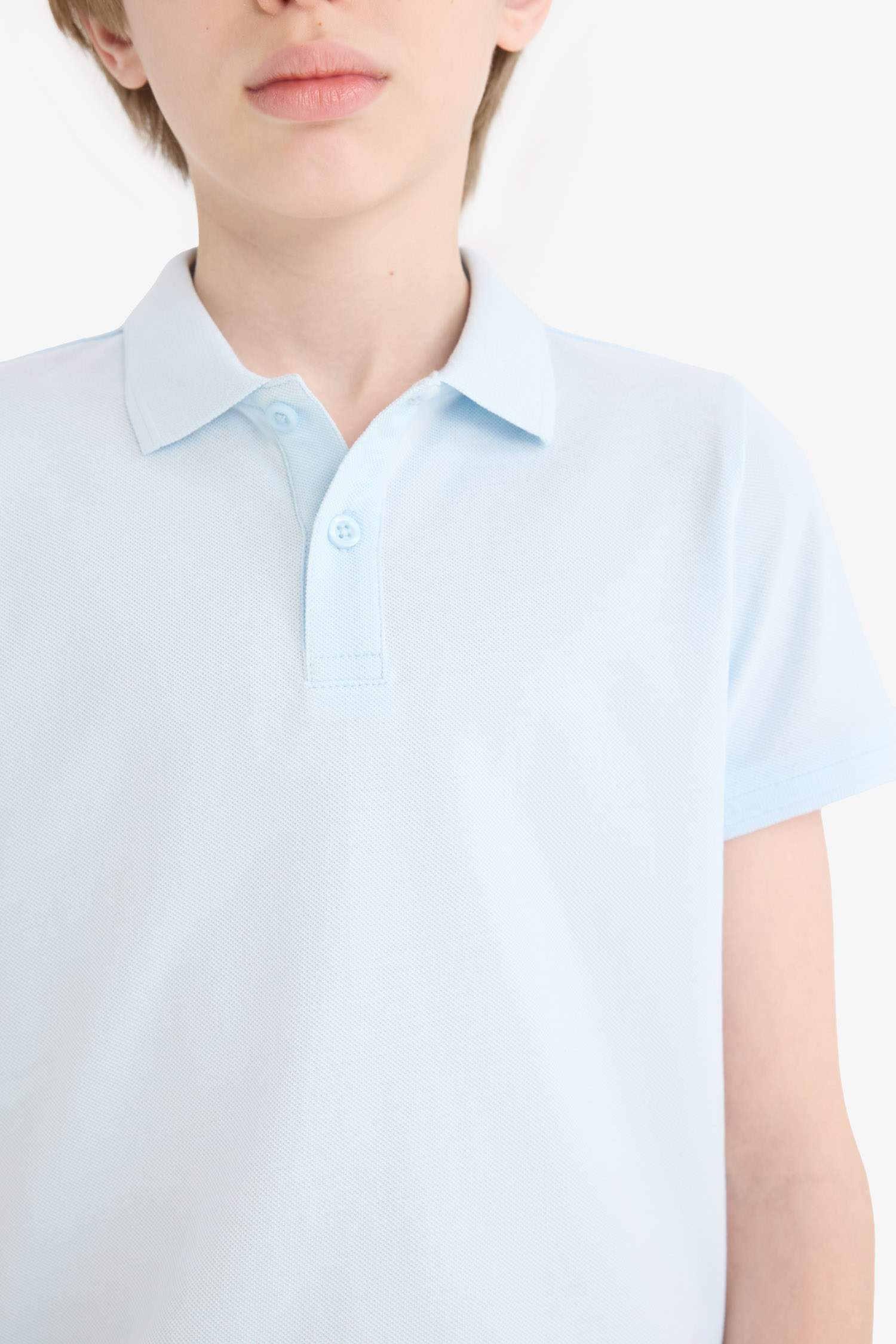 Erkek Çocuk Polo Yaka Basic Düz Pike Okul Tişörtü