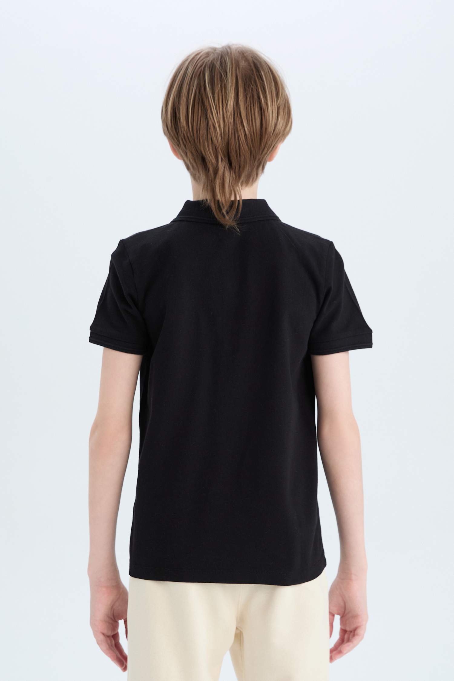 Erkek Çocuk Polo Yaka Basic Düz Pike Kısa Kollu Tişört