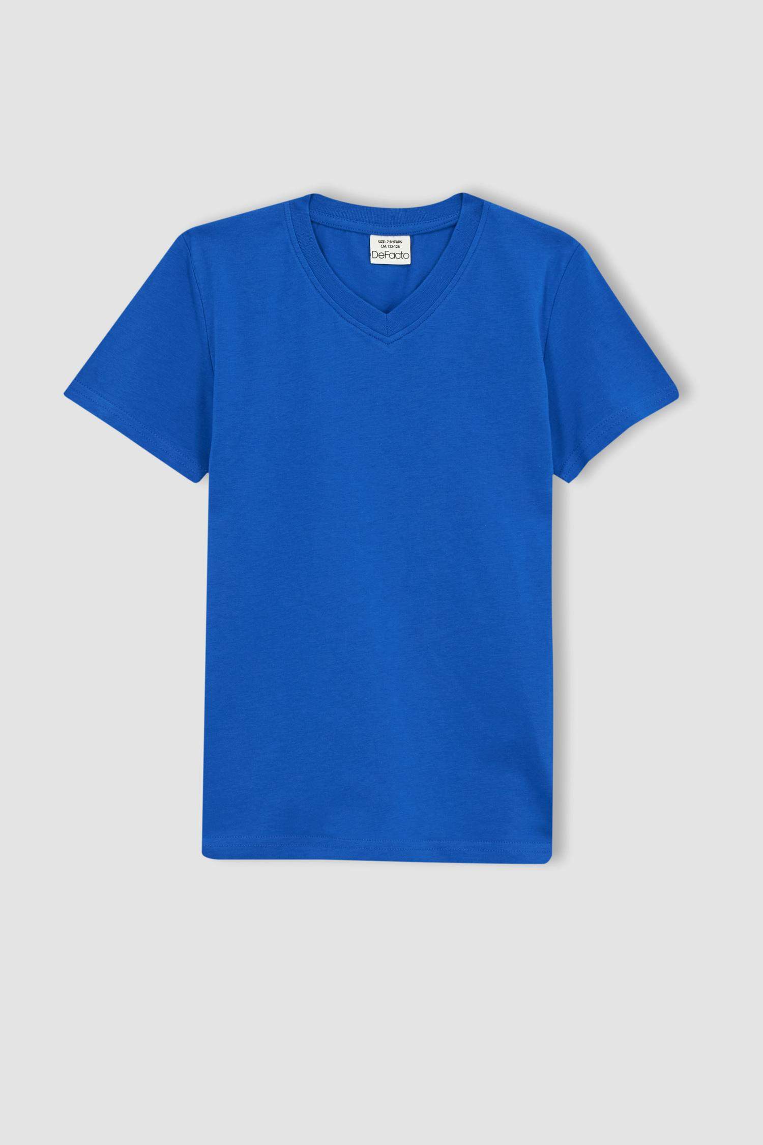 T-Shirt à Manches Courtes et Col en V Coupe régulière pour Garçon