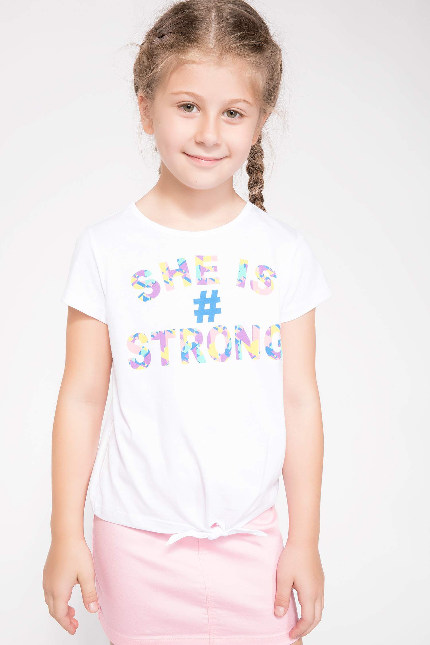 Defacto Beli Bağlamalı Yazı Baskılı T-shirt. 1