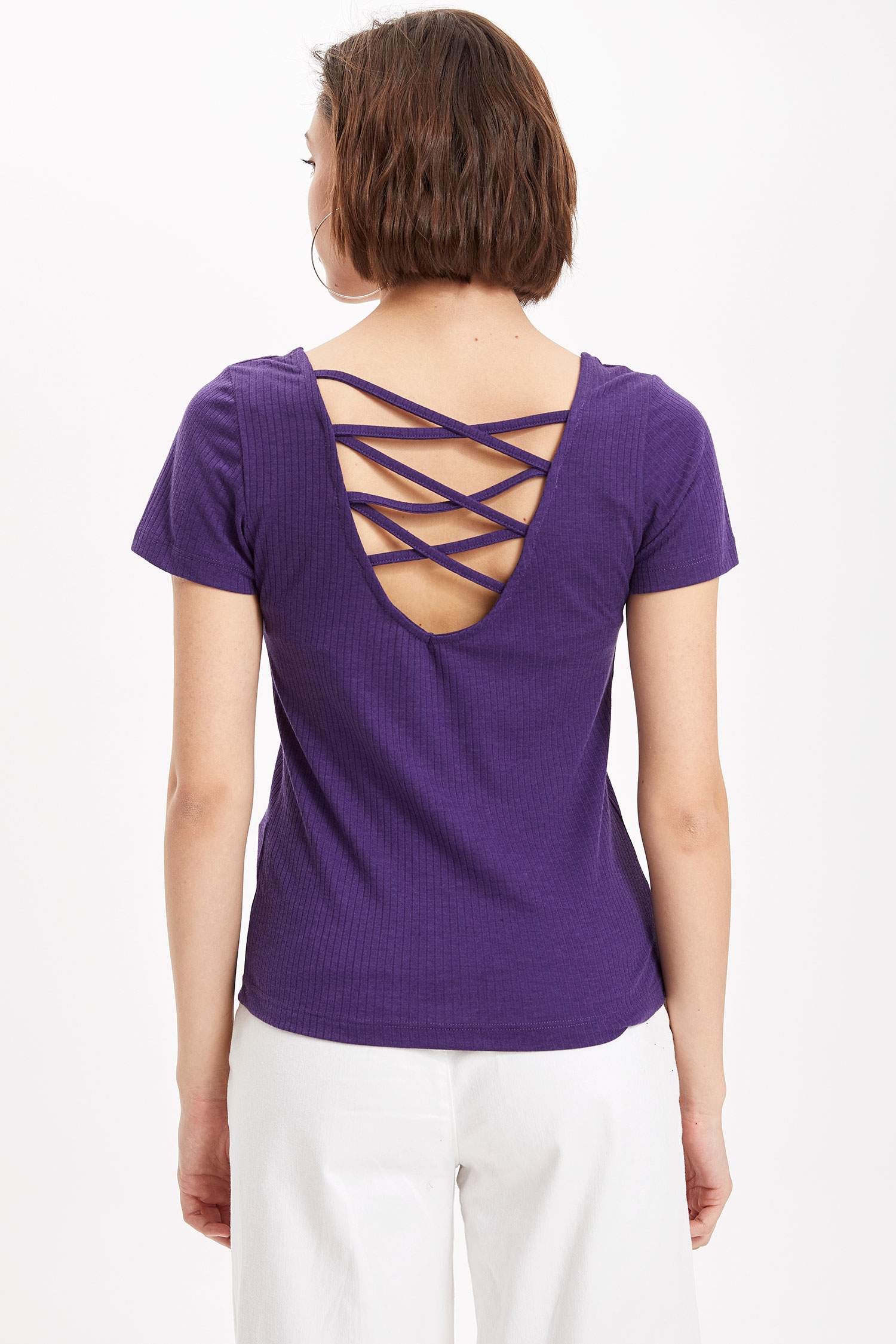Defacto Kısa Kollu Slim Fit T-shirt. 5