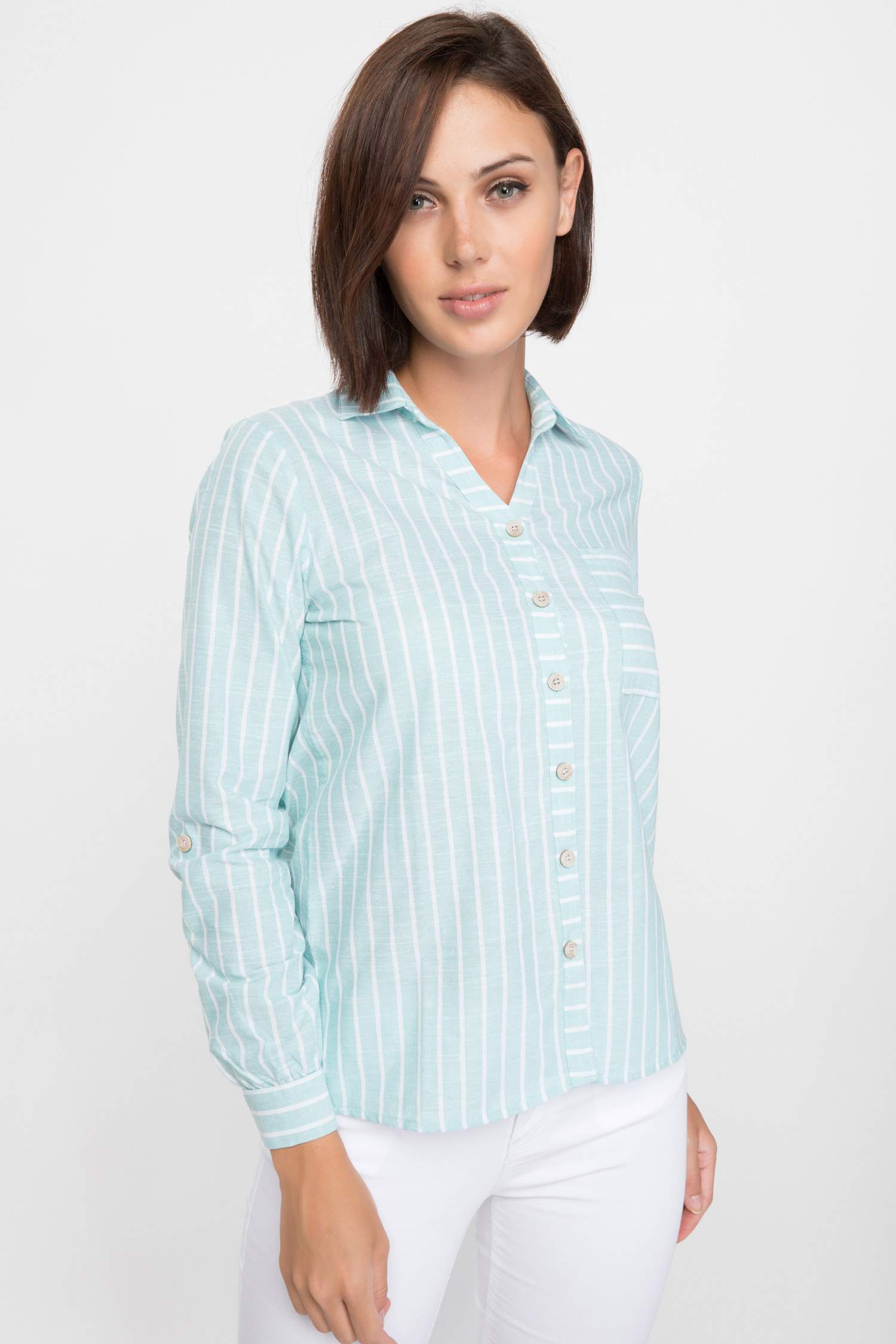 Defacto Uzun Kollu Çizgili Gömlek. 1