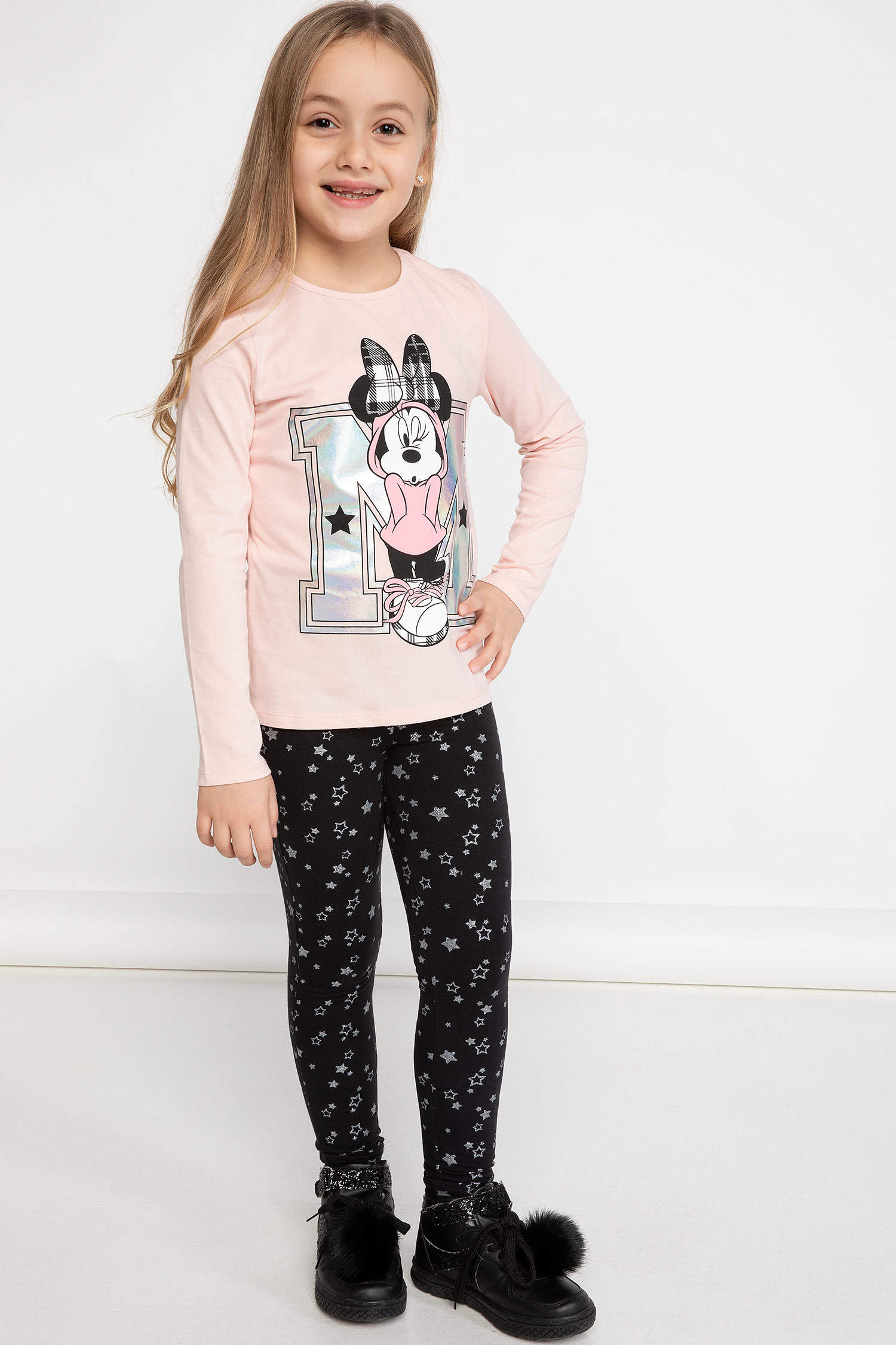 Defacto Kız Çocuk Disney Mickey & Minnie Lisanslı Regular Fit Uzun Kollu Tişört. 6