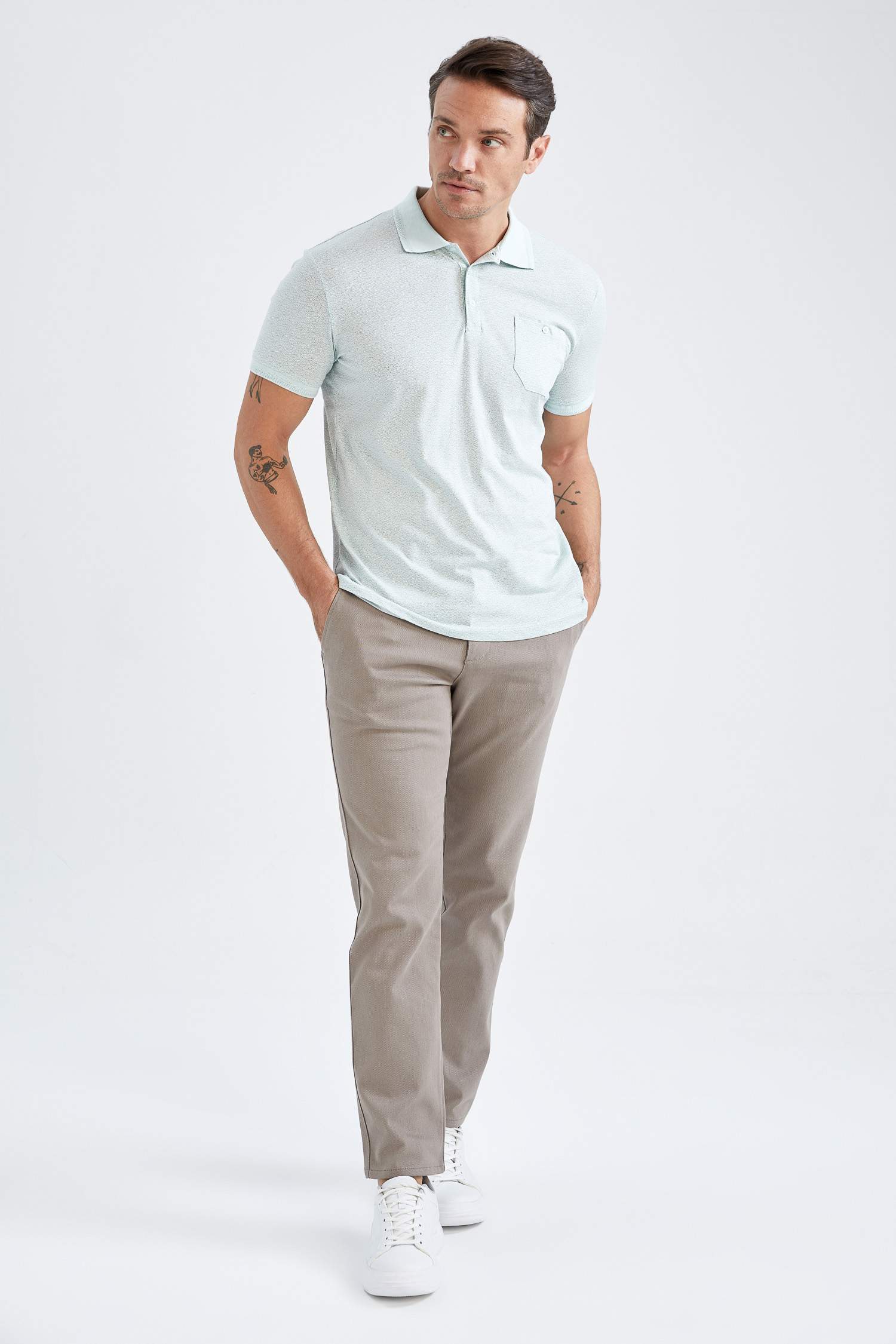 поло жаға микро принт жоғары Поло 