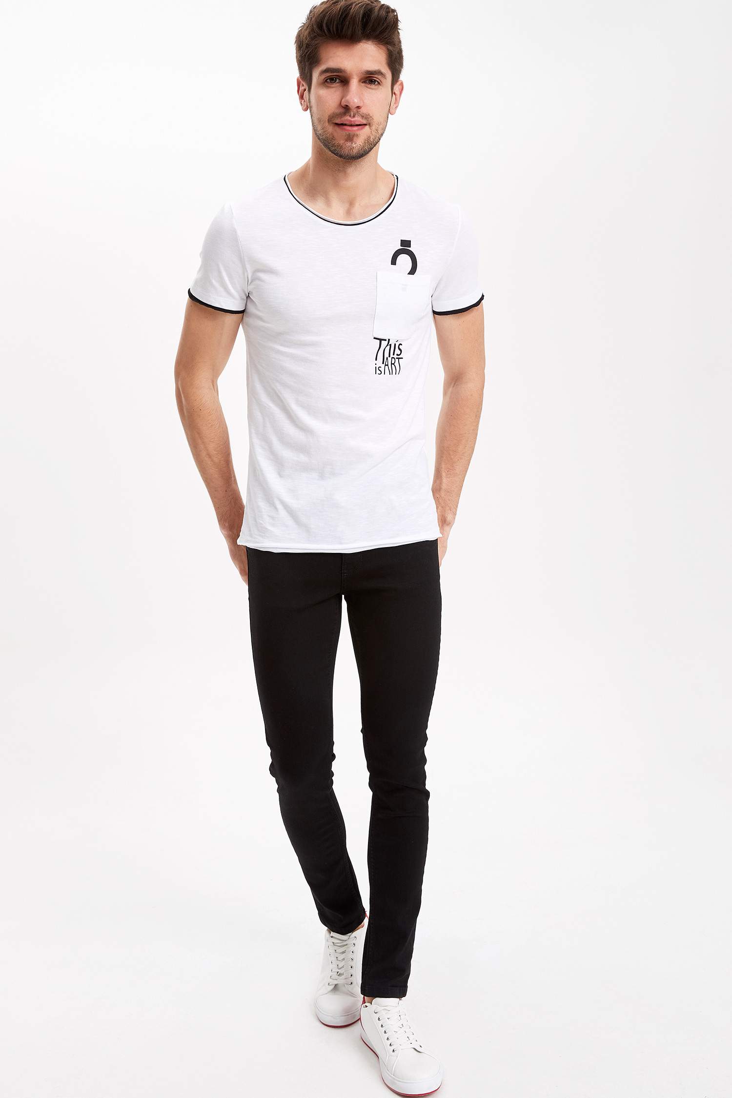 Defacto Cepli Extra Slim Fit Kısa Kollu T-shirt. 2