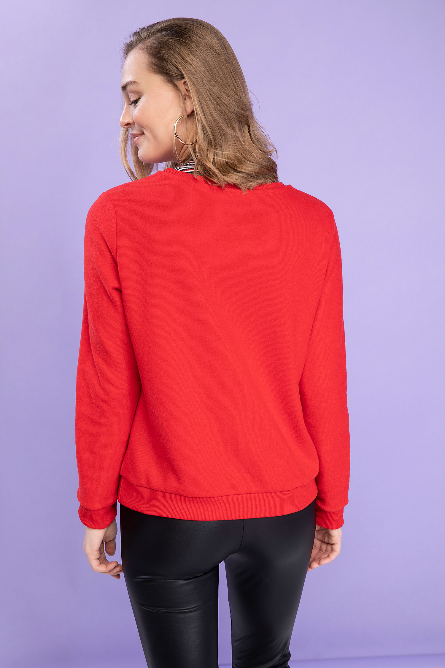 Defacto Slogan Baskılı Sweatshirt. 5