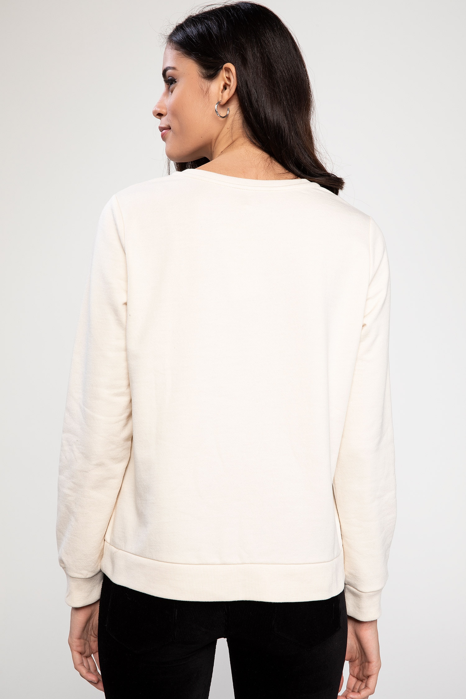 Defacto Leopar Desenli Slogan Baskılı Sweatshirt. 4