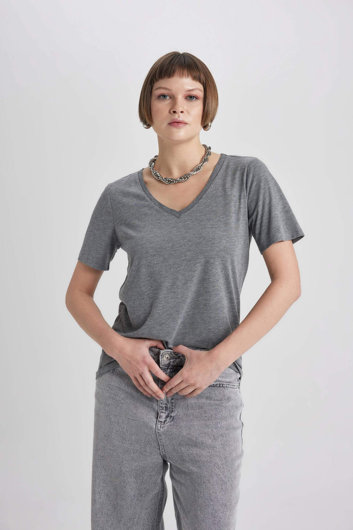 Regular Fit V Neck Short Sleeve T-Shirt