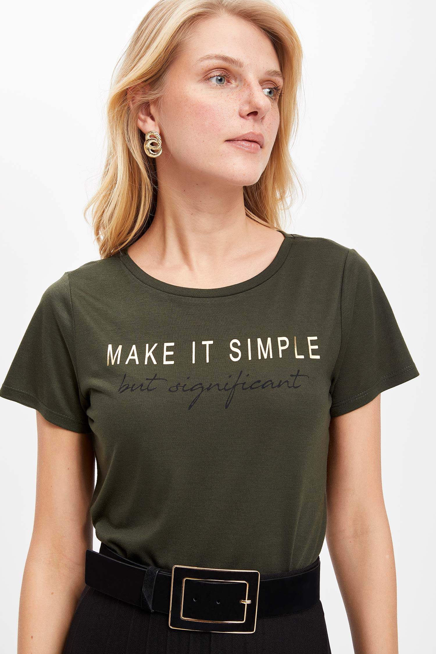 Defacto Slogan Baskılı Kısa Kollu T-shirt. 3