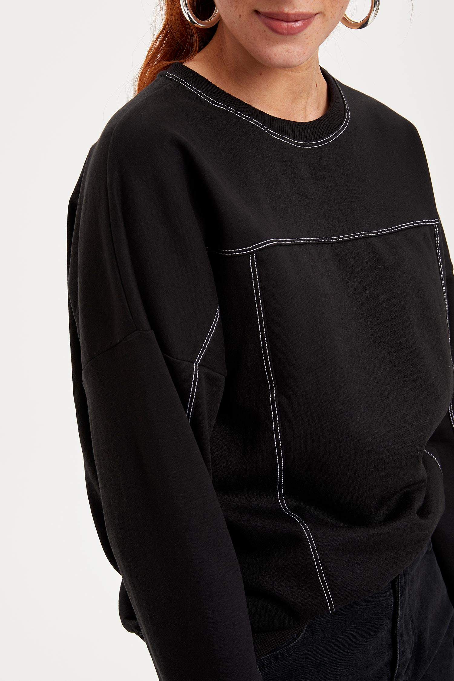 Defacto Bilekleri Büzgülü Sweatshirt. 3