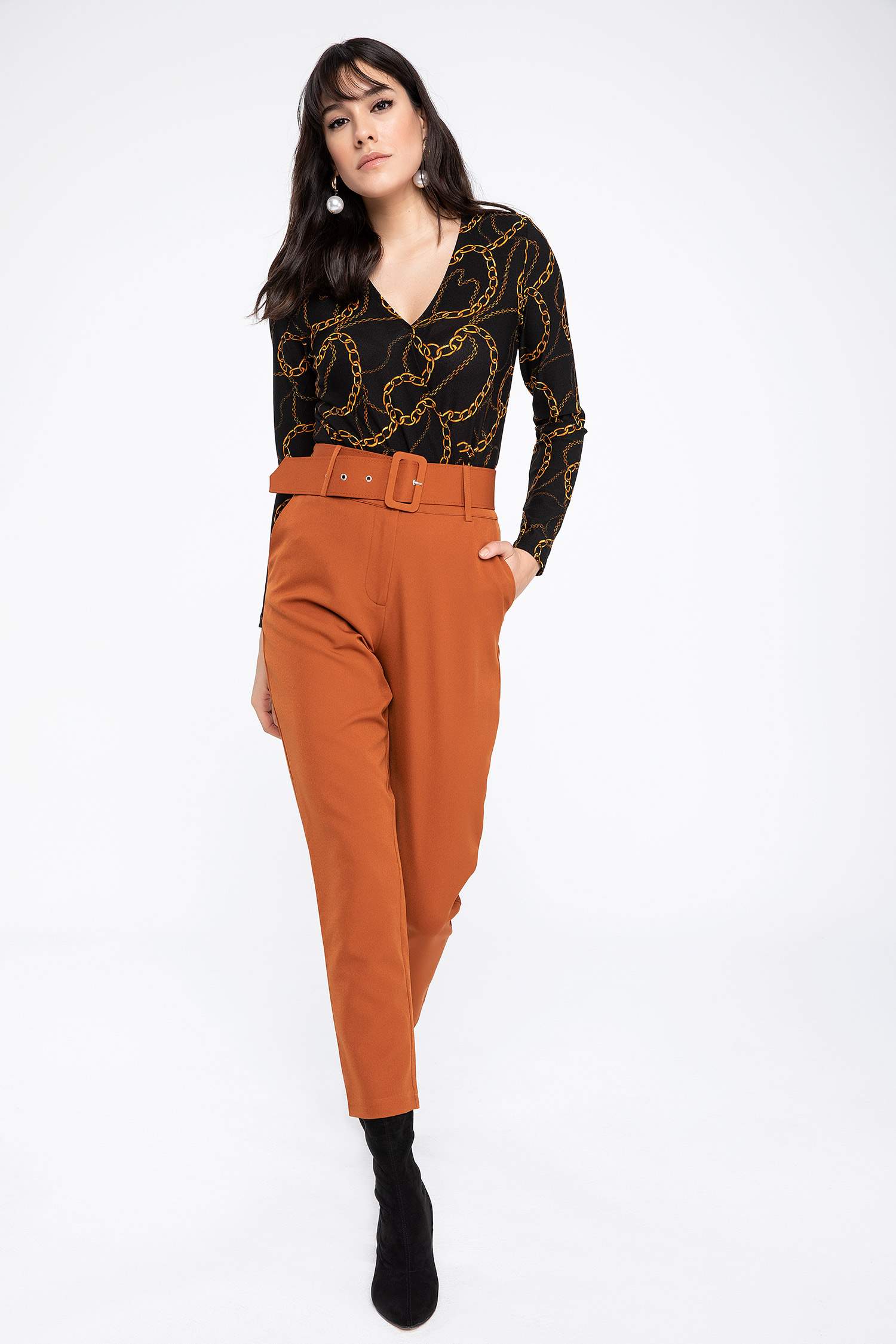 Defacto Kemerli Pantolon. 3