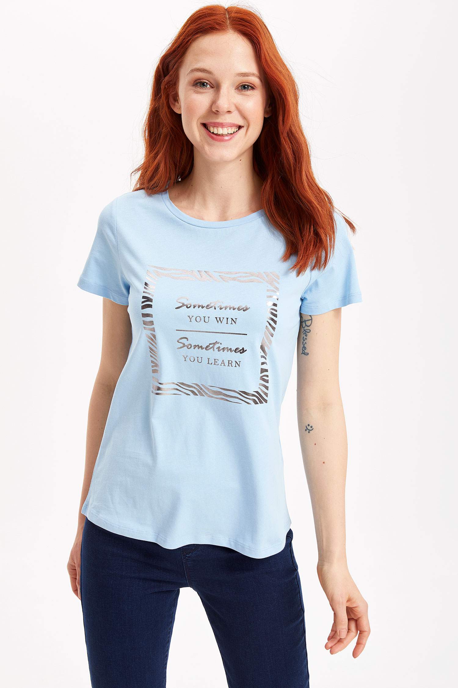 Defacto Baskılı Kısa Kollu T-shirt. 1