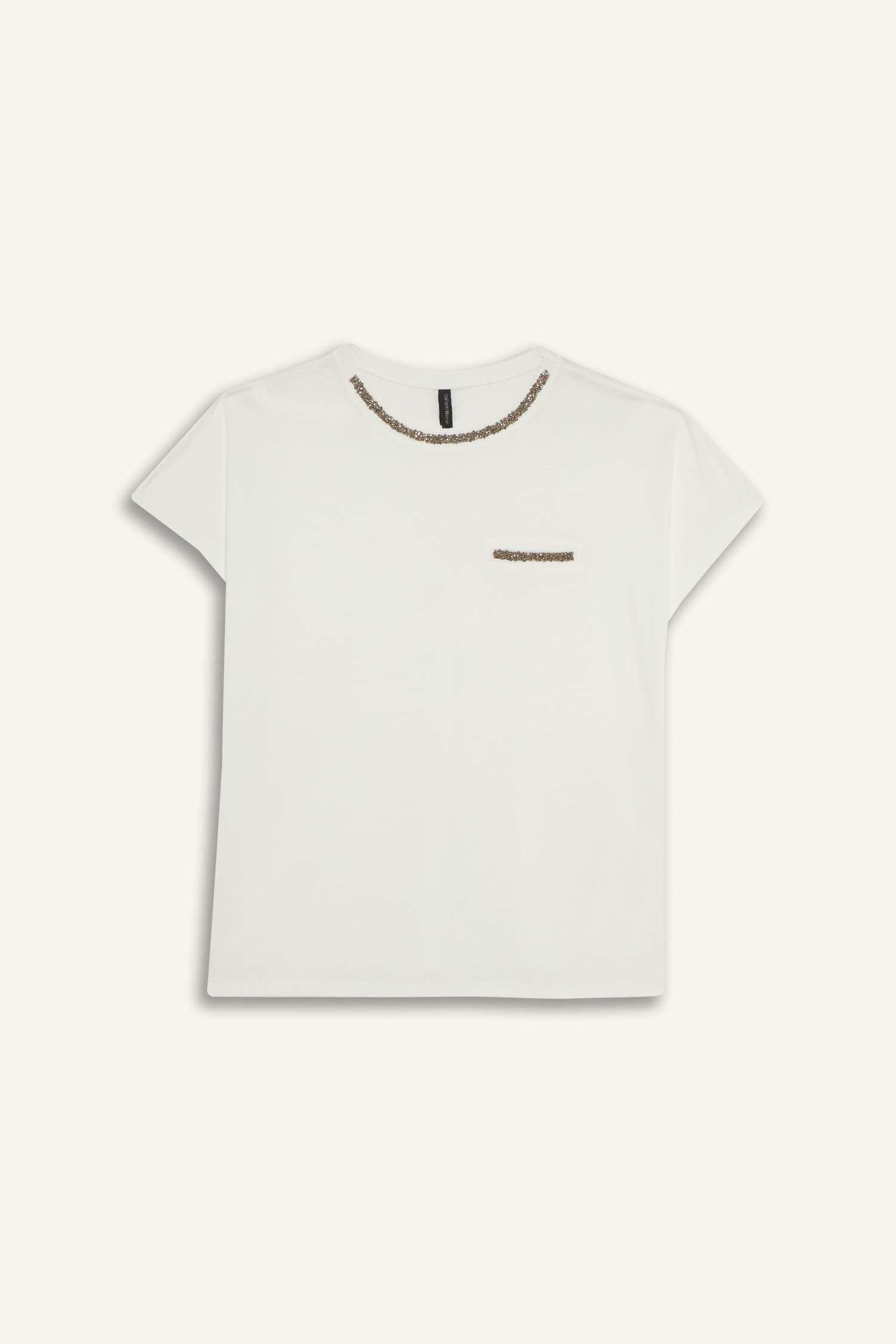 تي شيرت نص كم بياقة مستديرة