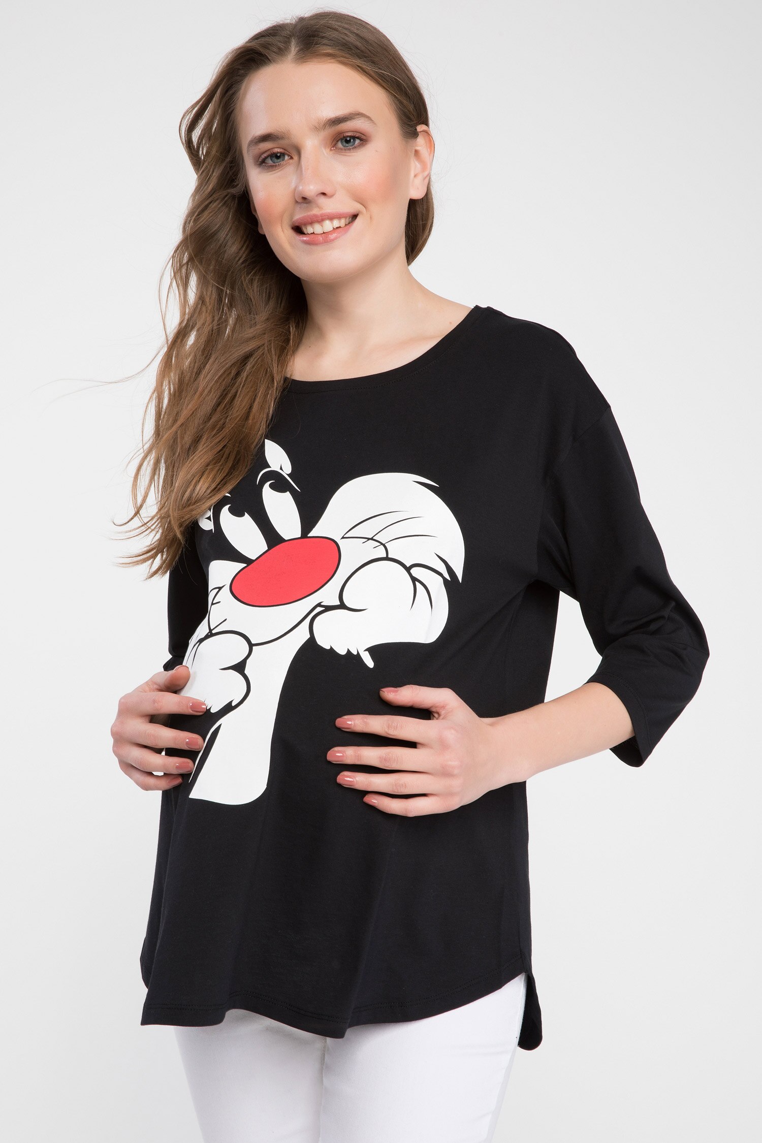 Defacto Sylvester Baskılı Looney Tunes Lisanslı Relax Fit Hamile Üst. 1