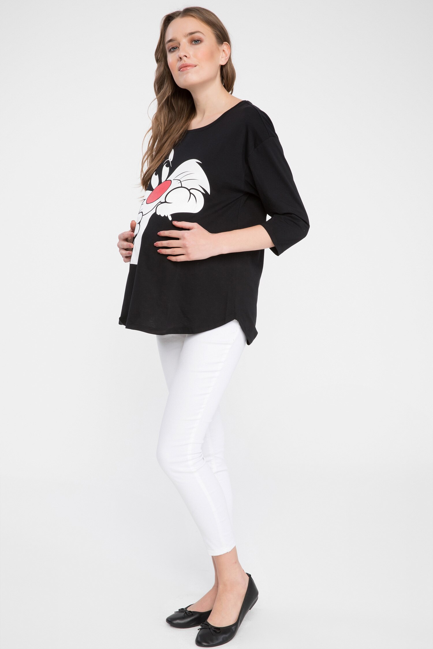 Defacto Sylvester Baskılı Looney Tunes Lisanslı Relax Fit Hamile Üst. 2