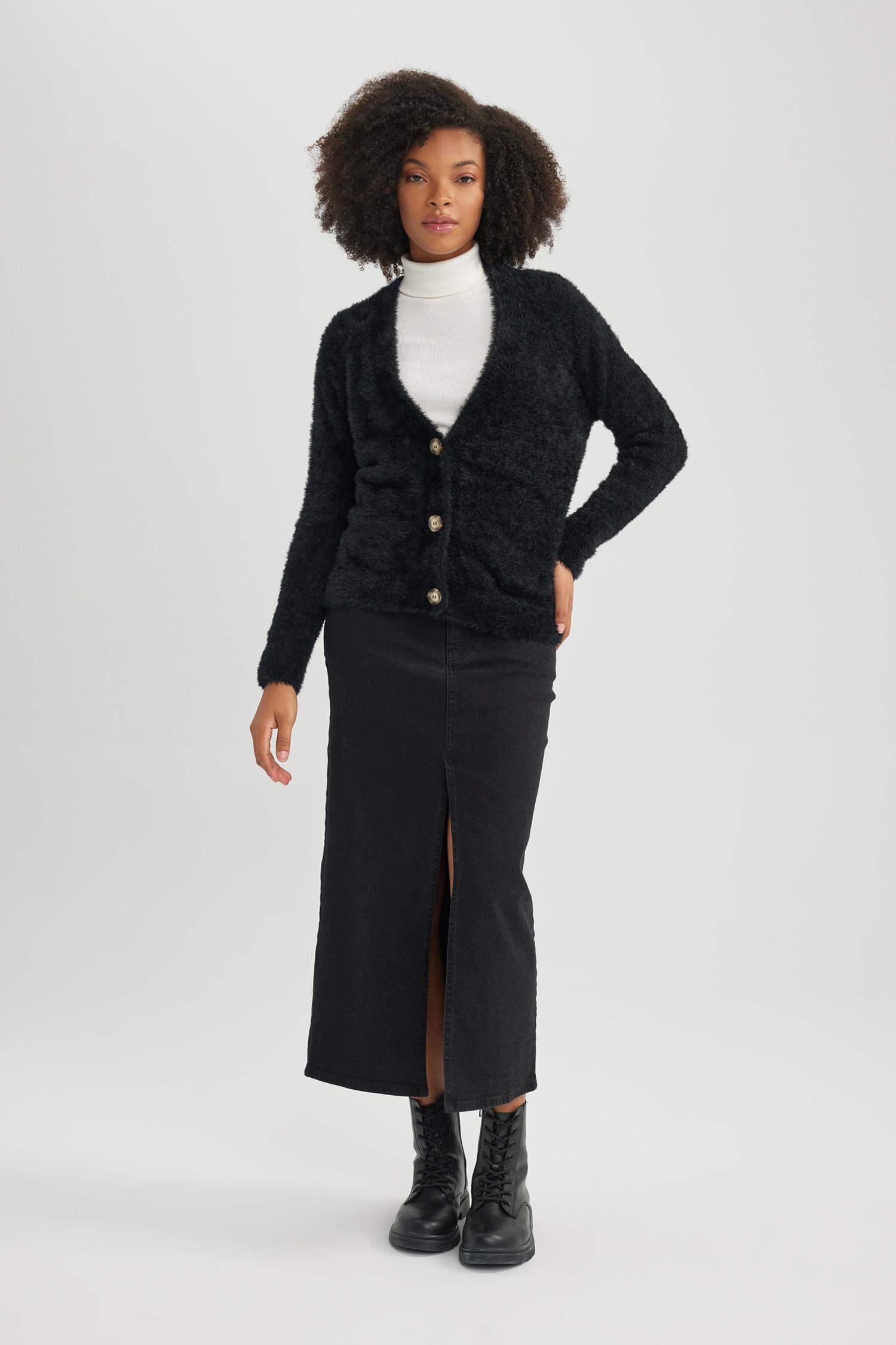 Oversize Geniş Kalıp V Yaka Triko Hırka