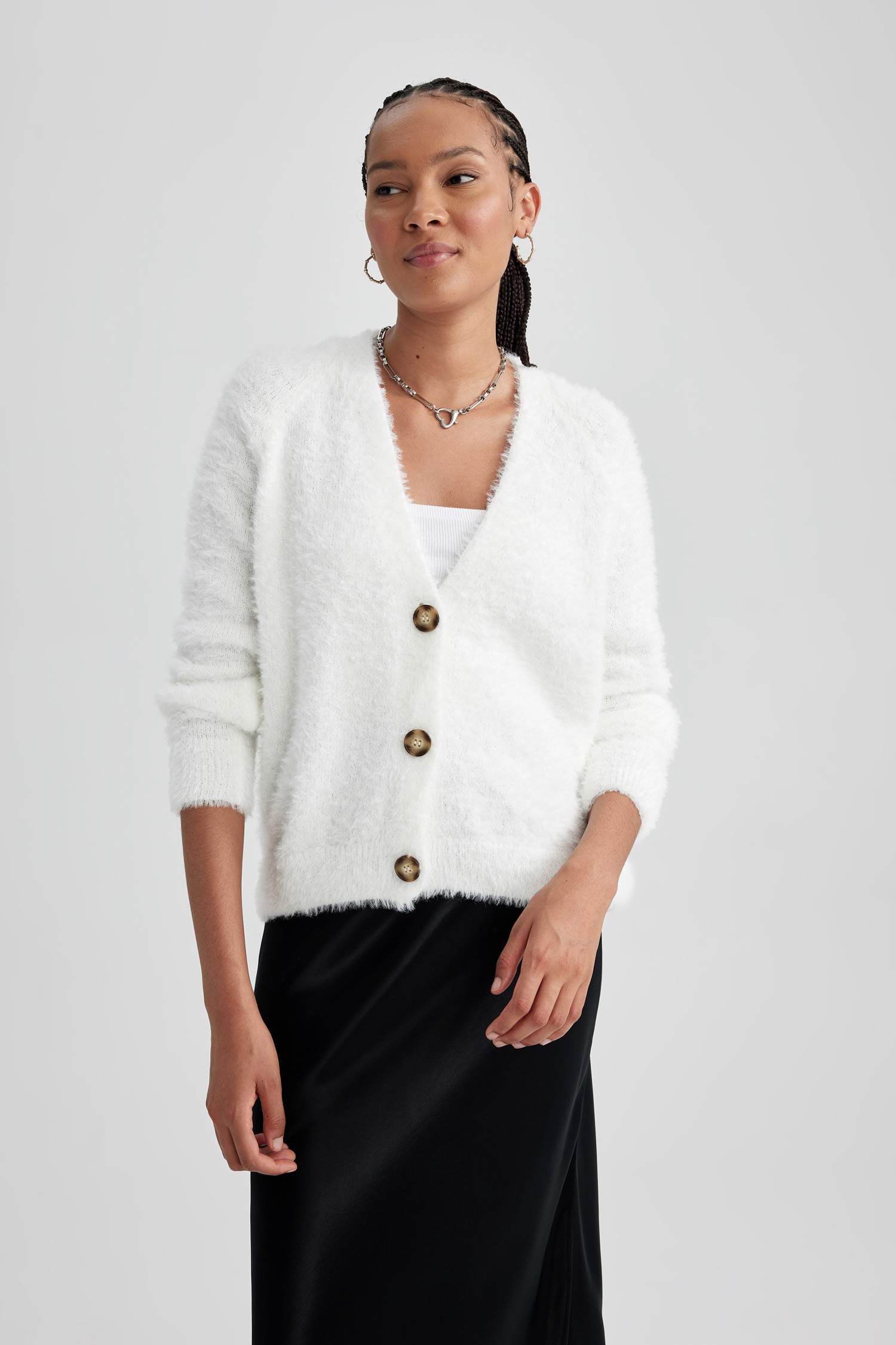 Oversize Geniş Kalıp V Yaka Triko Hırka