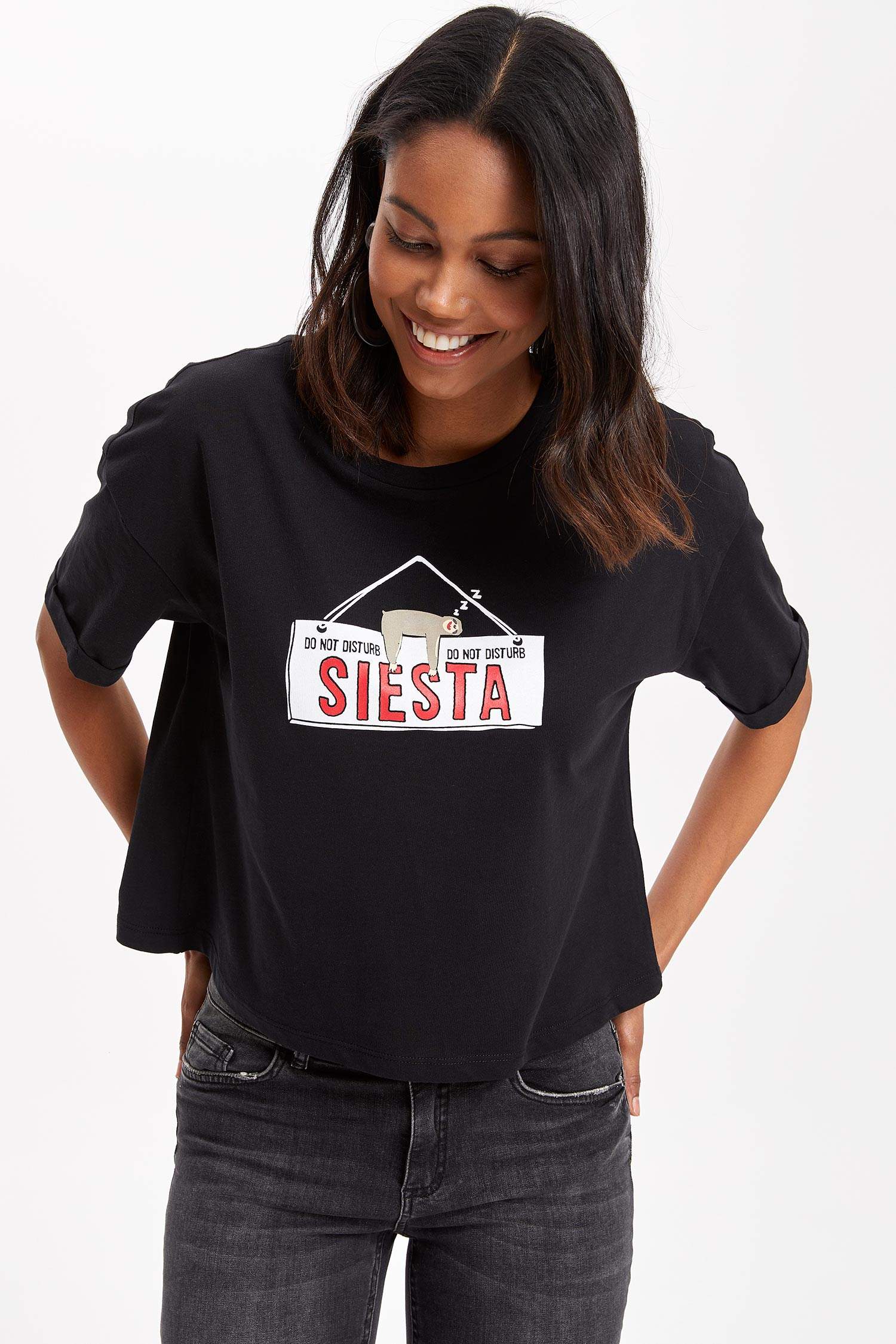 Defacto Baskılı Kısa Kollu T-shirt. 1