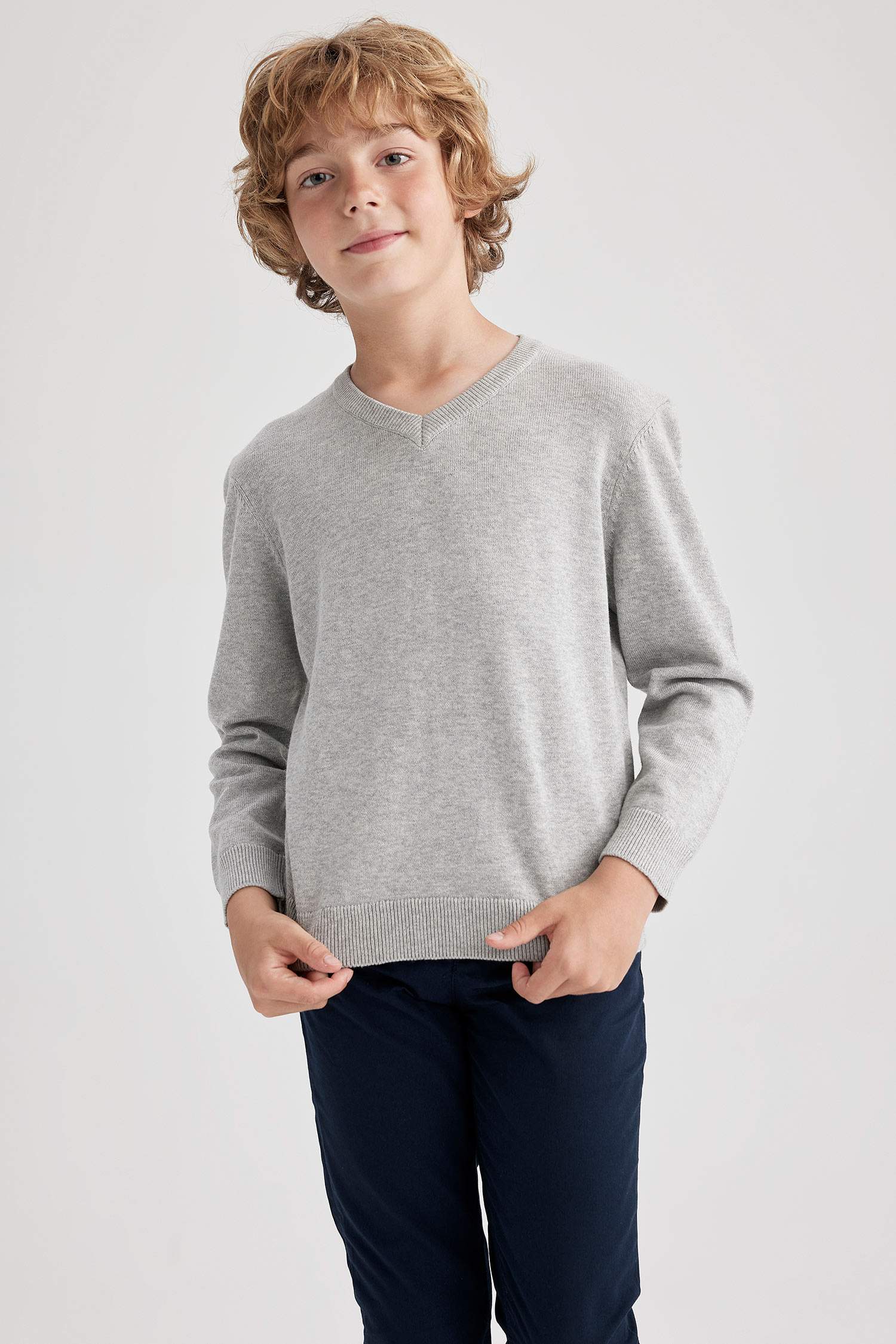 boys grey v neck jumper