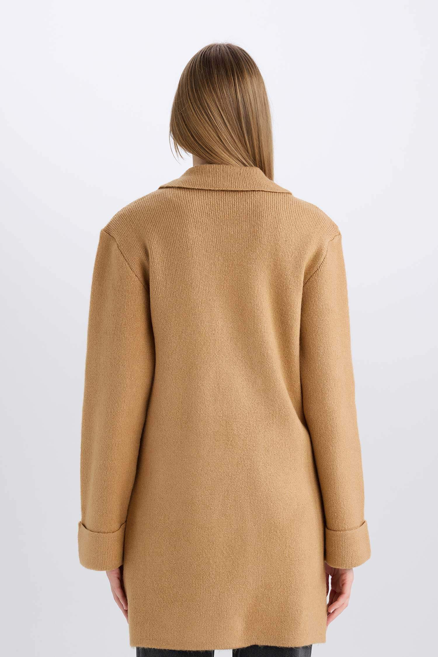 Oversize Geniş Kalıp Kruvaze Kapamalı Düğmeli Cepli Ceket