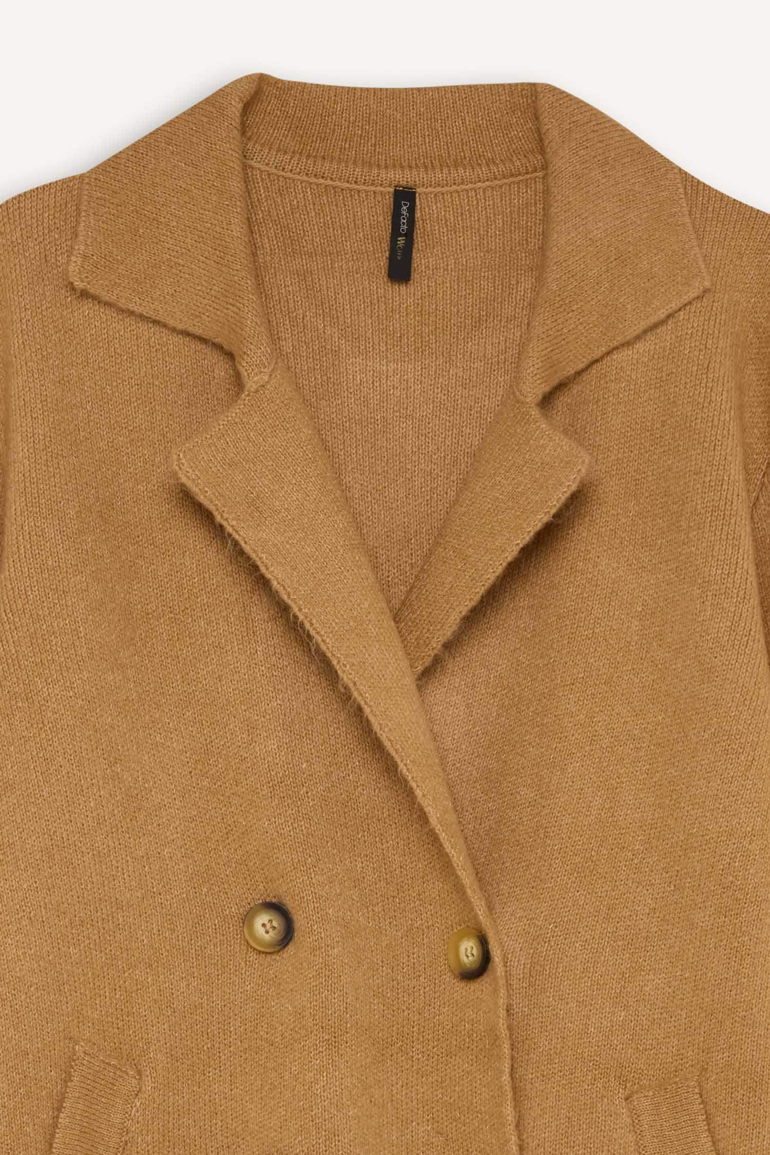 Oversize Geniş Kalıp Kruvaze Kapamalı Düğmeli Cepli Ceket