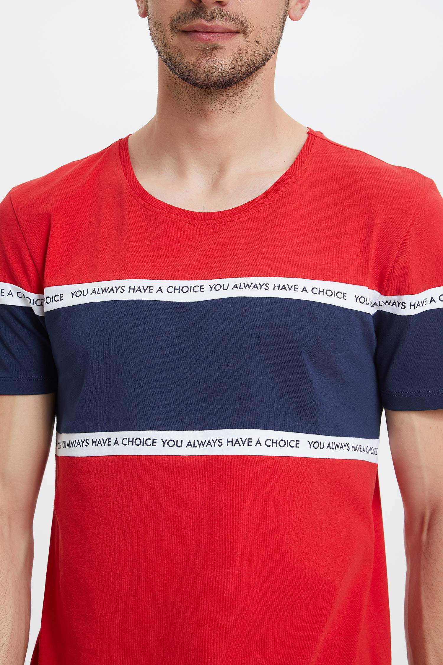 Defacto Renk Bloklu Kısa Kollu T-shirt. 3