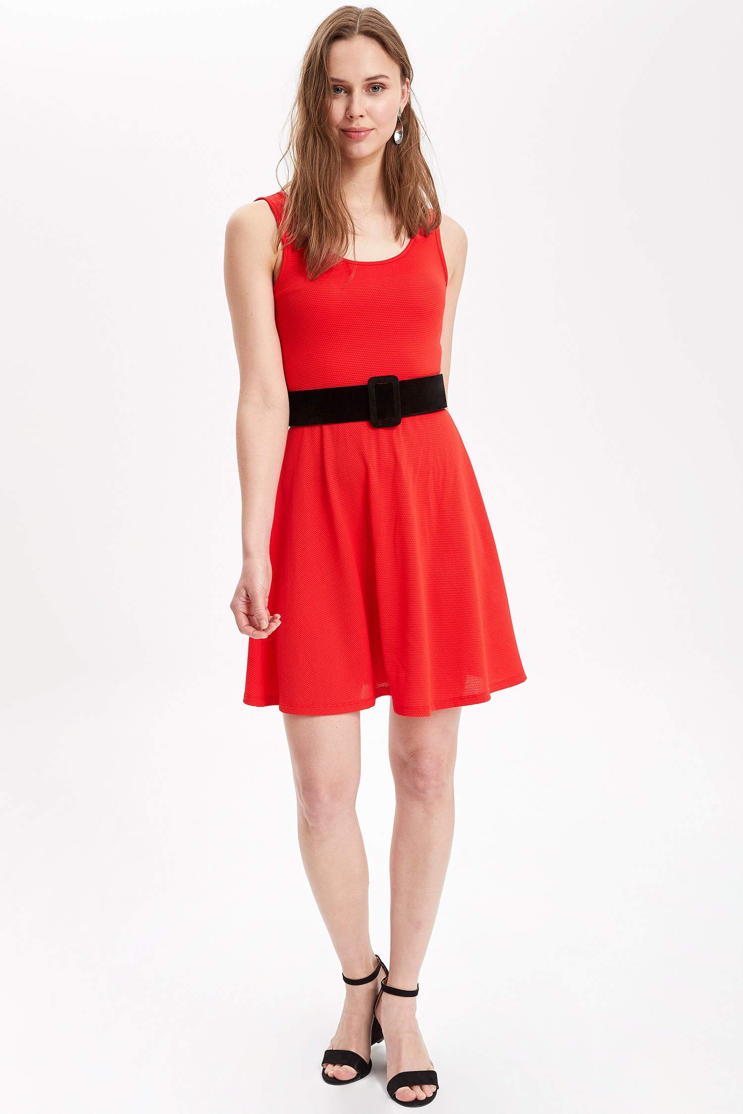 Defacto Kolsuz Slim Fit Elbise. 2