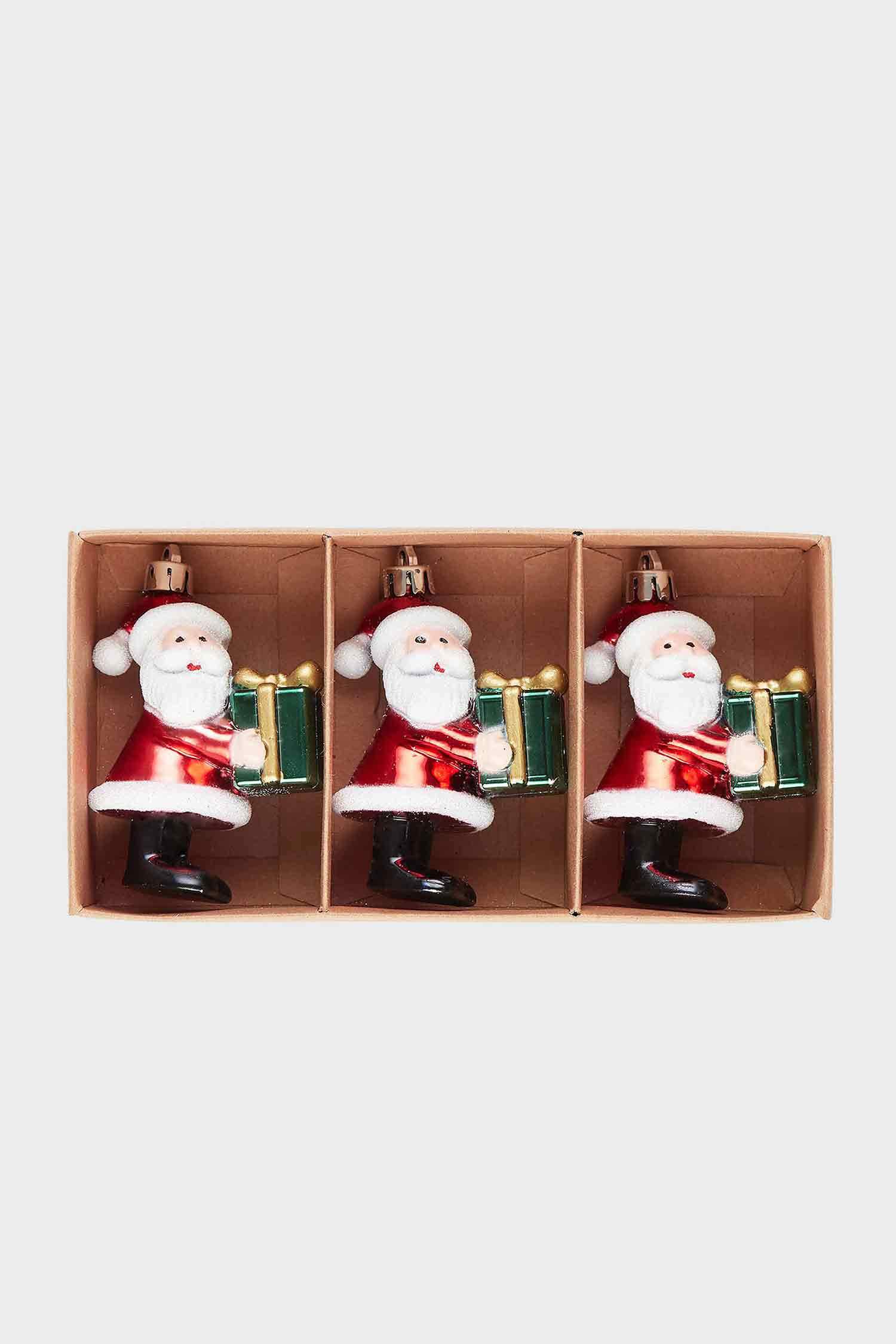 KARACA X DEFACTO SANTA WITH GIFT AĞAÇ SÜSÜ SETİ 3 PARÇA 8,5 CM
