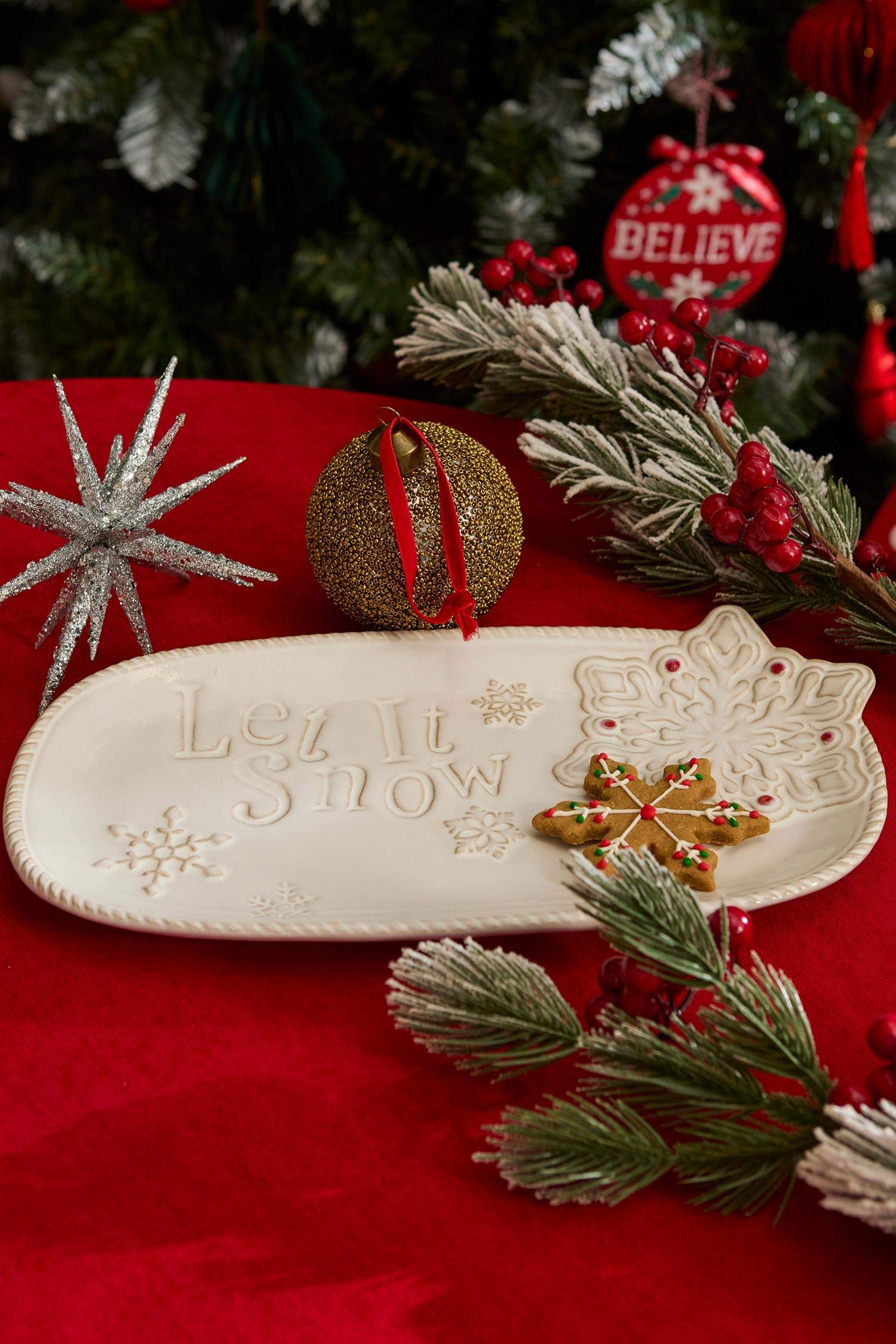 KARACA X DEFACTO LET IT SNOW DEKORATİF TABAK 31,6X17X2,9 CM