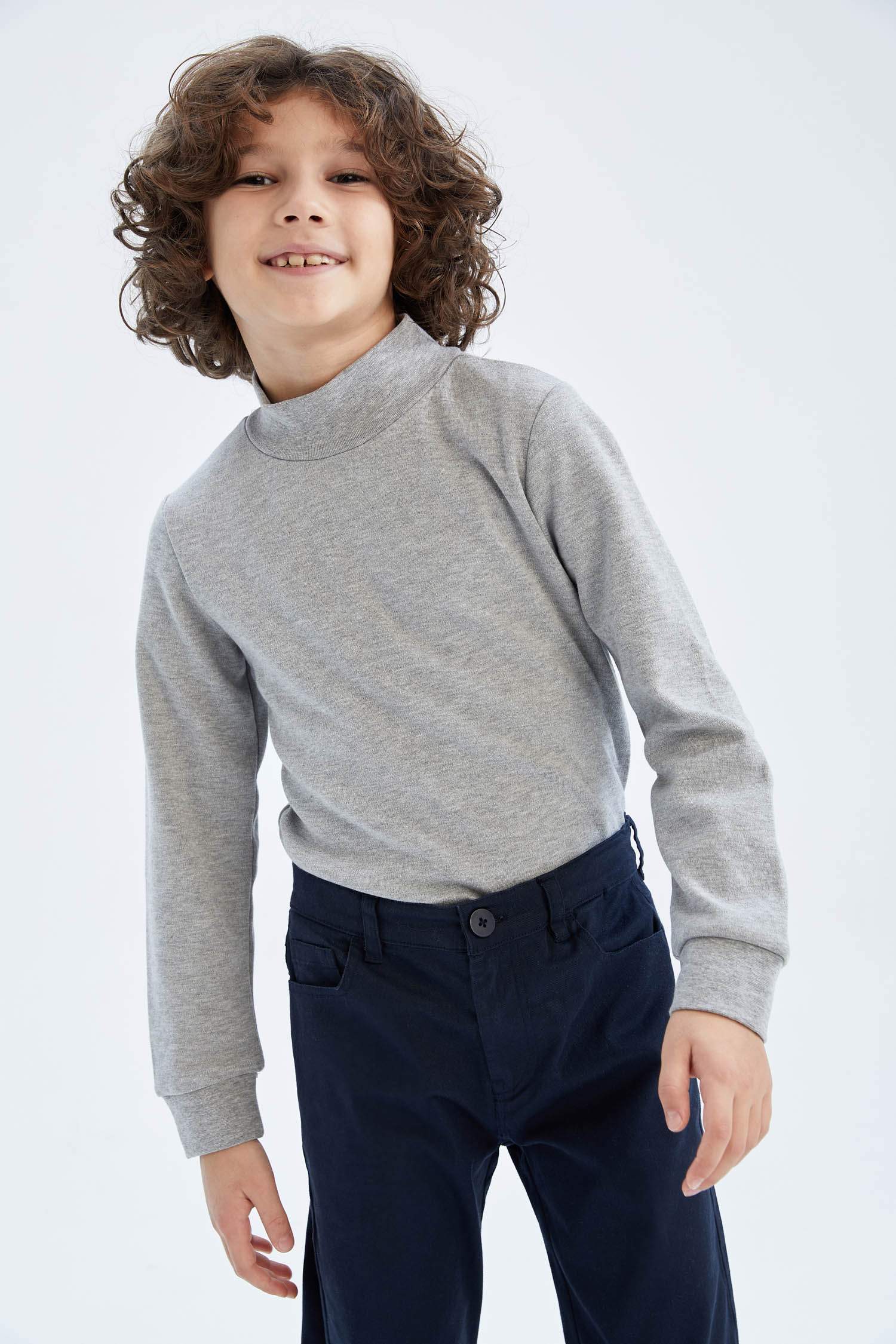 Grey Boys & Teens Boy Turtleneck Long Sleeve T-Shirt 2063566 | DeFacto