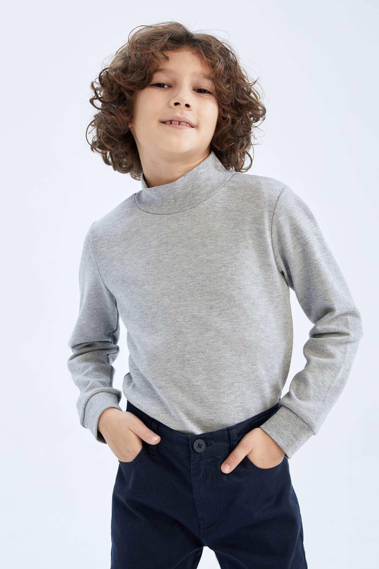 Grey Boys & Teens Boy Turtleneck Long Sleeve T-Shirt 2063566 | DeFacto