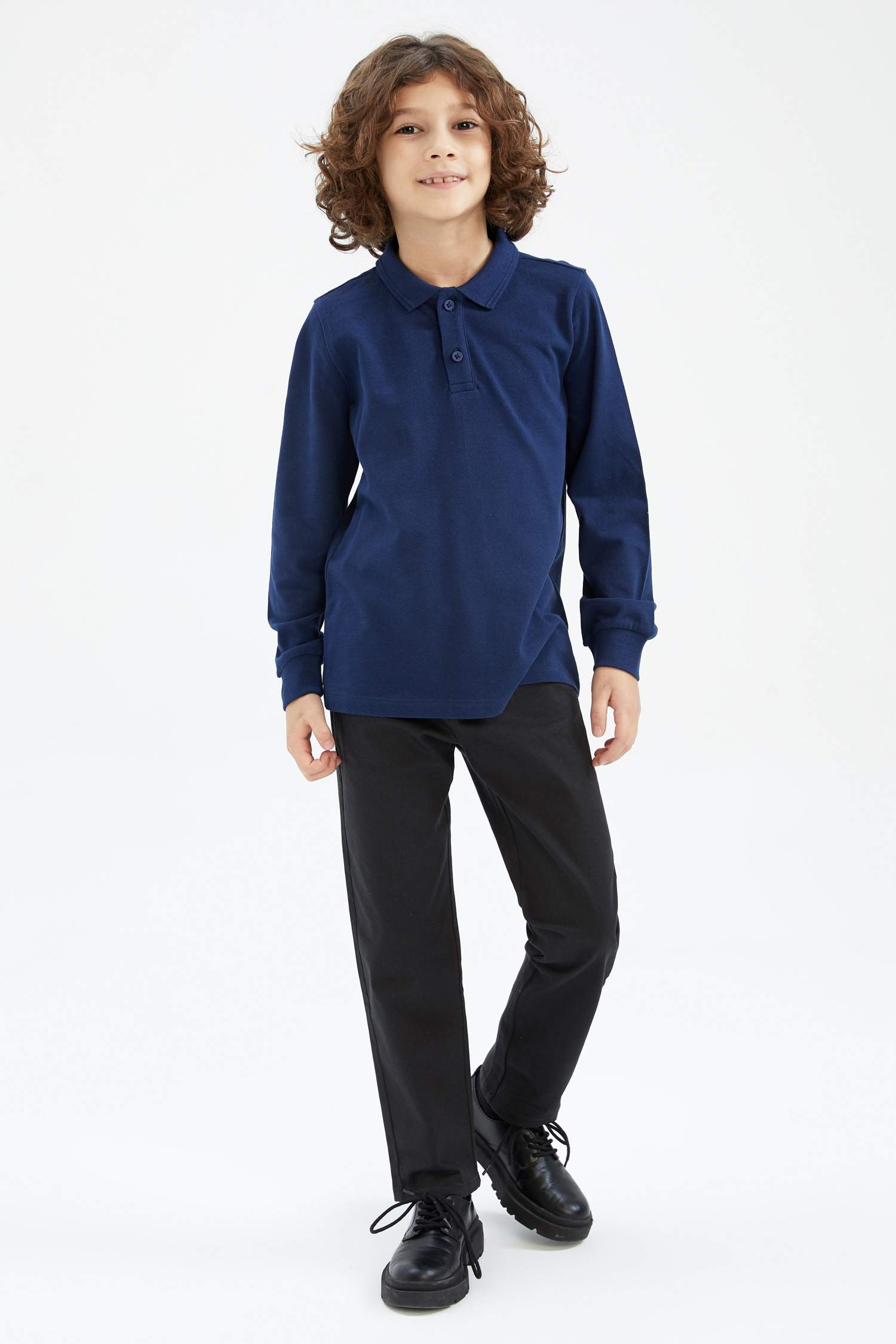 Футболка-поло с длинным рукавом для мальчиков, Школьная коллекция