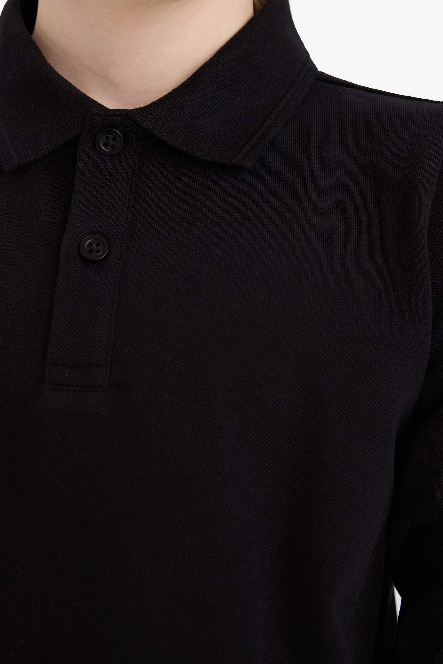 Boy Polo Neck Pique Long Sleeve T-Shirt