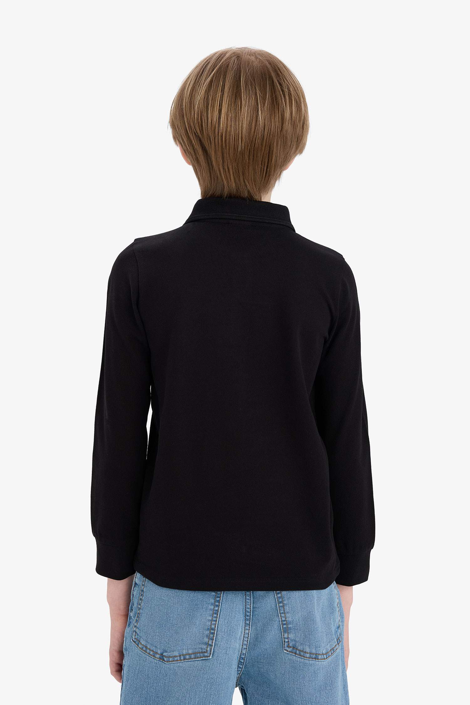 Boy Polo Neck Pique Long Sleeve T-Shirt