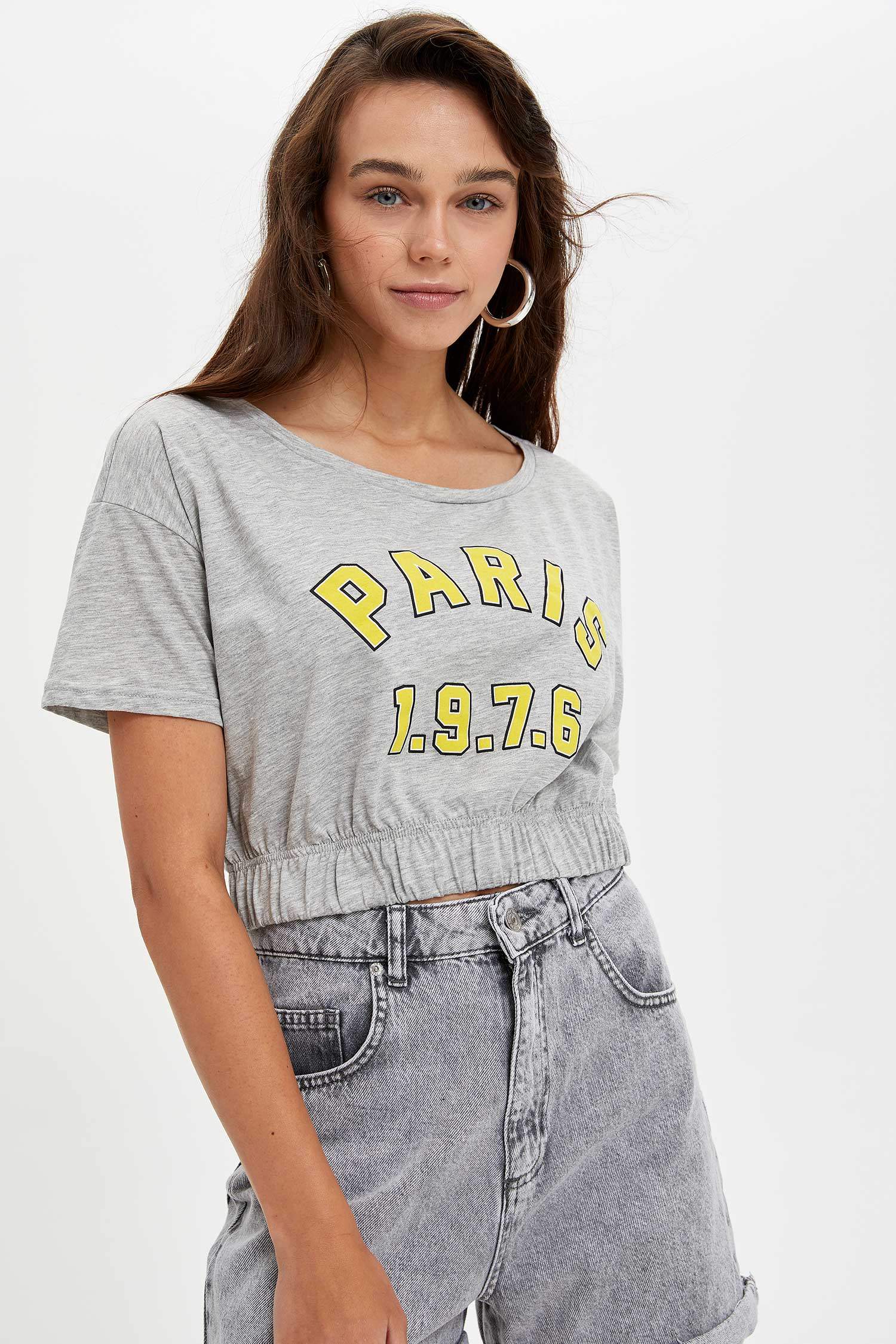 Defacto Yazı Baskılı T-shirt. 1