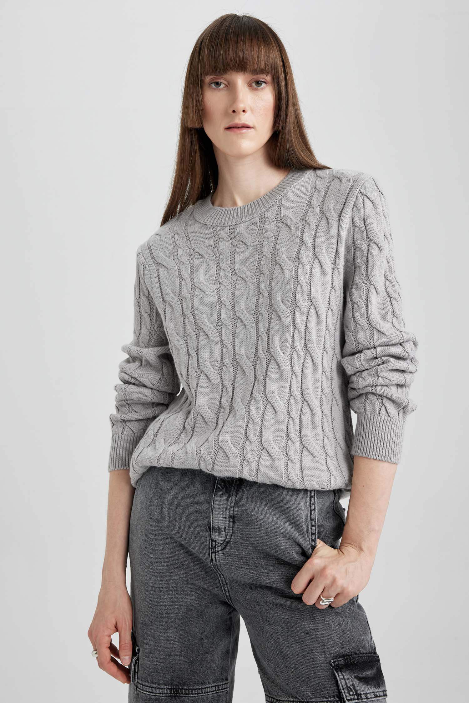 Relax Fit Bisiklet Yaka Kazak