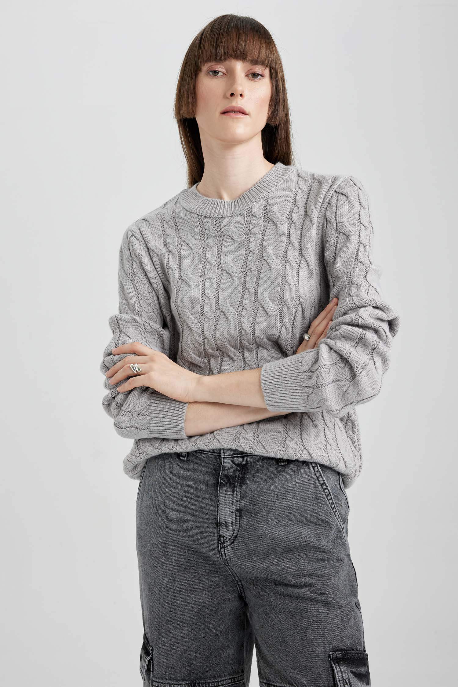 Relax Fit Bisiklet Yaka Kazak