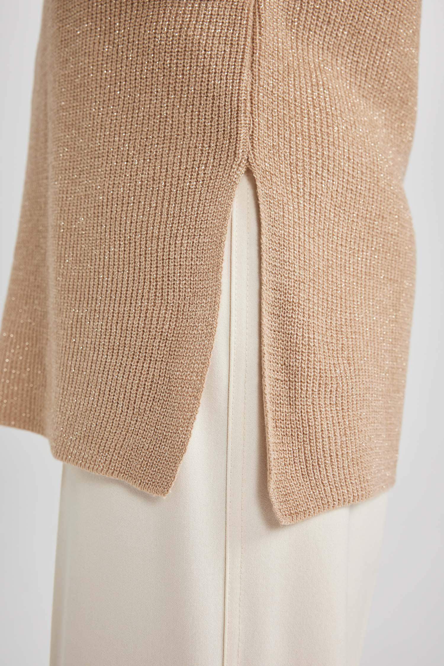 Пуловер стандартного кроя с круглым вырезом люрекс для женщин