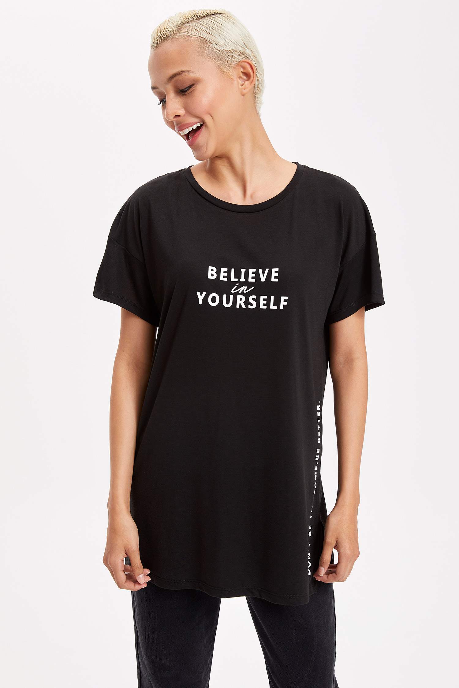 Defacto Yazı Baskılı Kısa Kollu Tunnik. 1