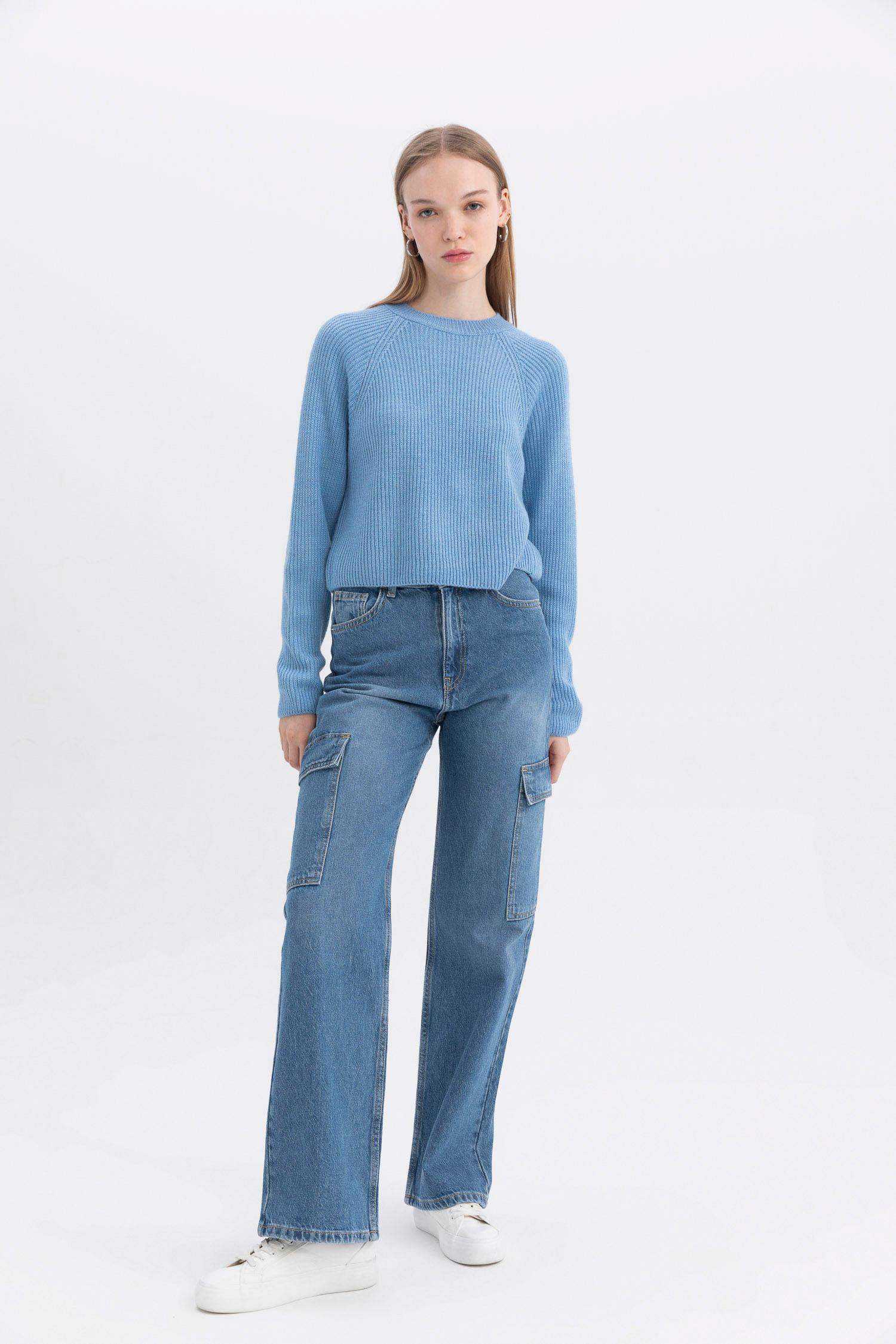 Coool Regular Fit Bisiklet Yaka Basic Düz Triko Kazak