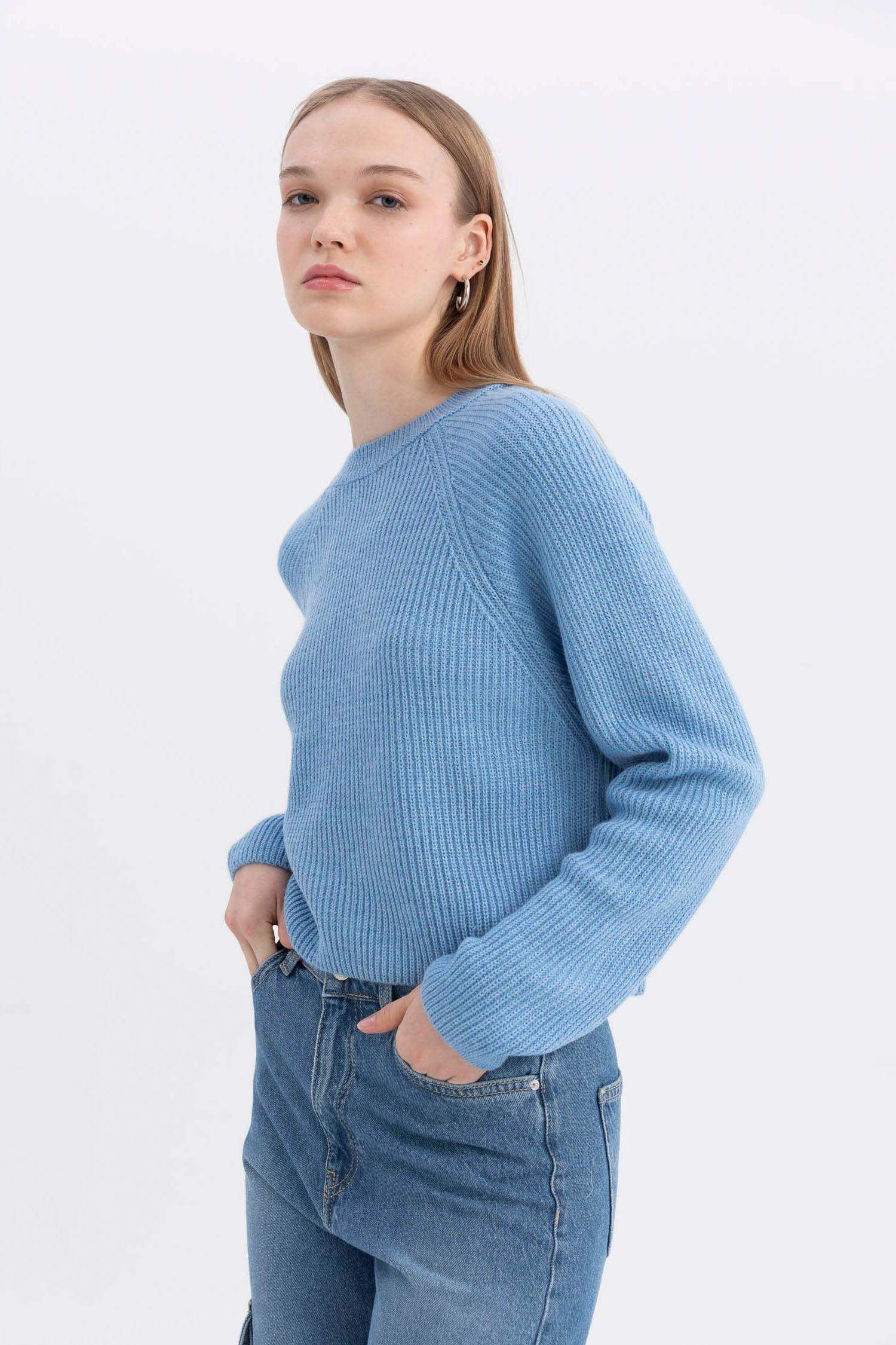 Coool Regular Fit Bisiklet Yaka Basic Düz Triko Kazak